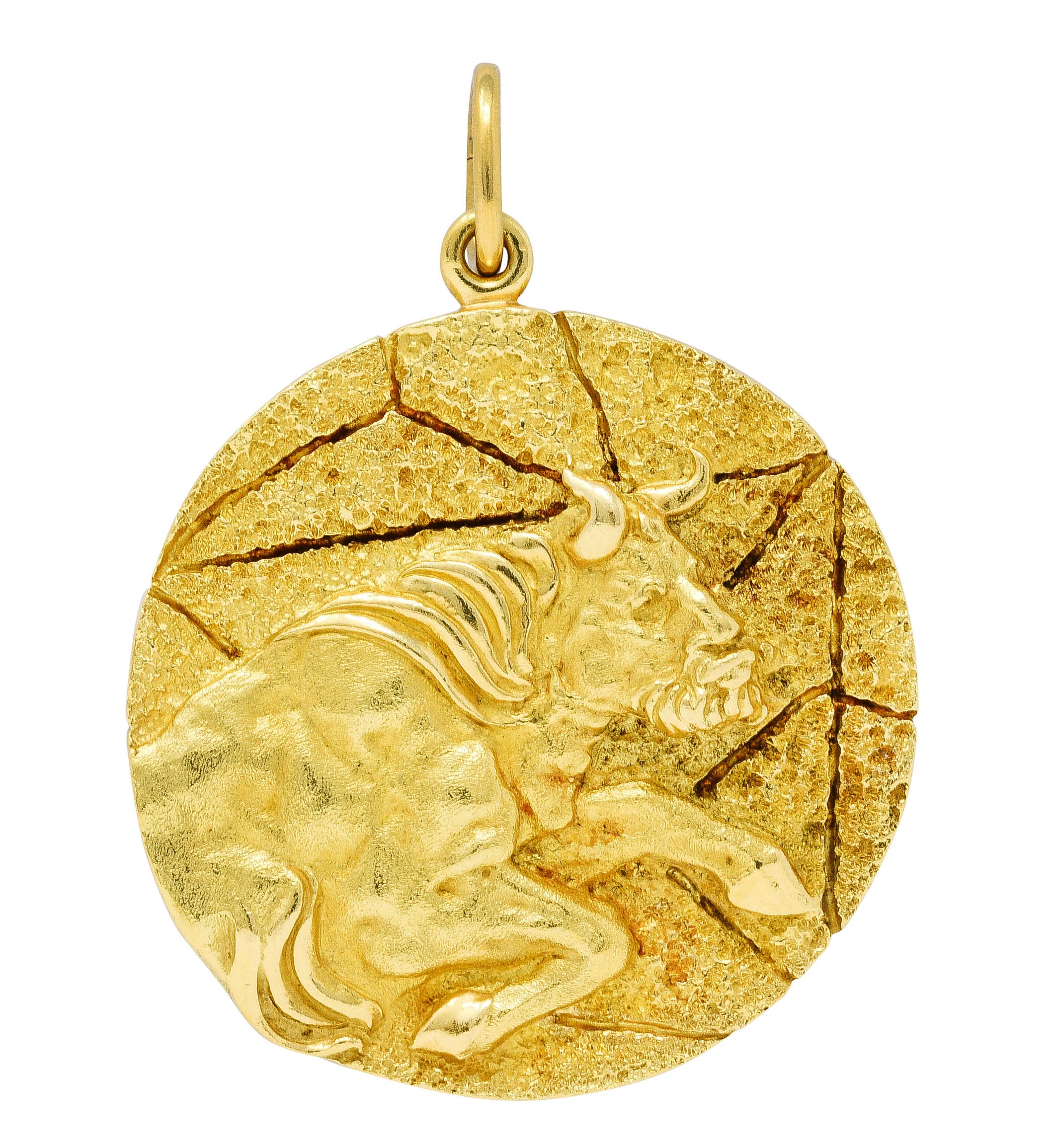 Tiffany & Co. Substantial Vintage 18 Karat Gold Taurus Zodiac Medallion Pendantcharm - Wilson's Estate Jewelry