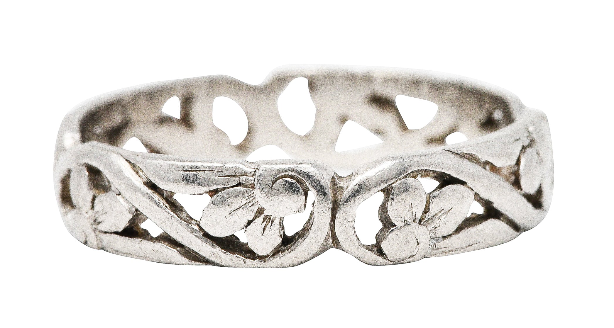 1934 Art Deco Platinum Floral Eternity Band RingRing - Wilson's Estate Jewelry