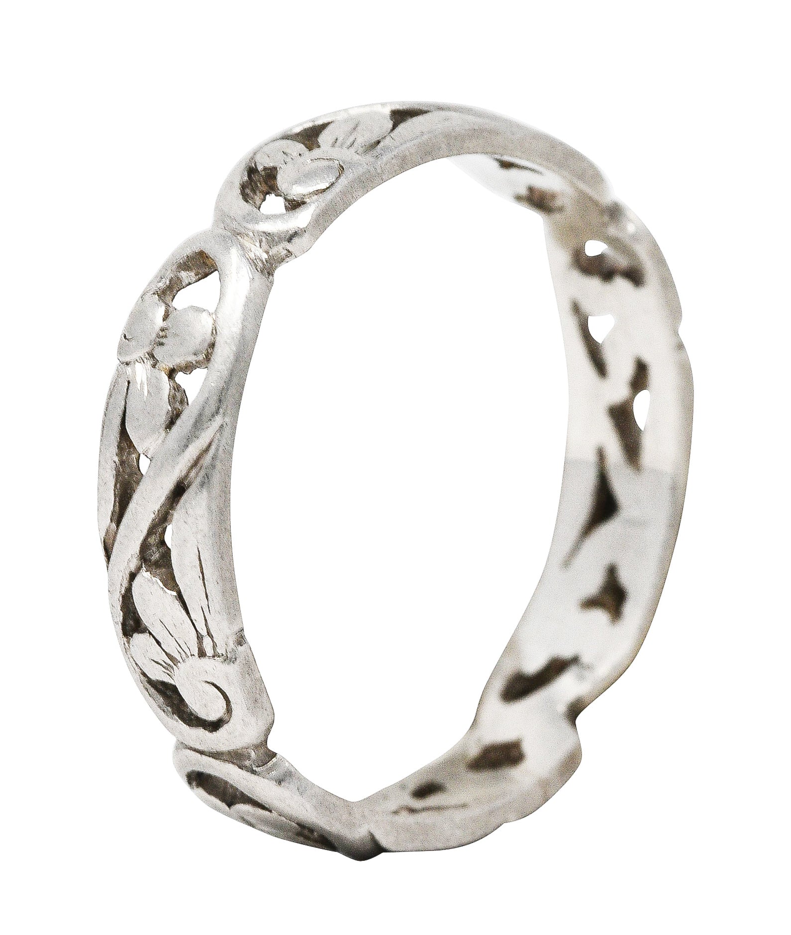 1934 Art Deco Platinum Floral Eternity Band RingRing - Wilson's Estate Jewelry