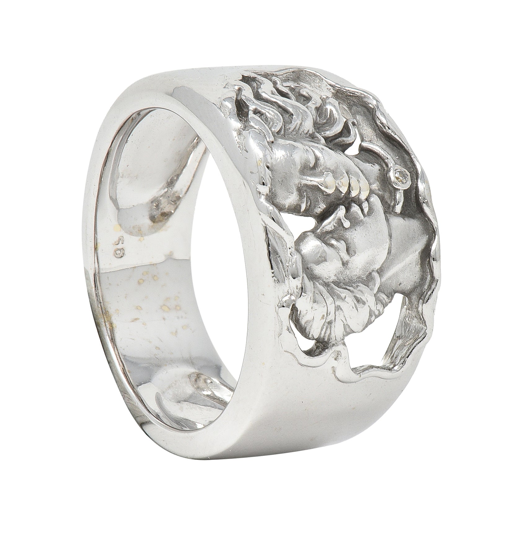 Carrera Y Carrera Diamond 18 Karat White Gold Adam & Eve Band Ring