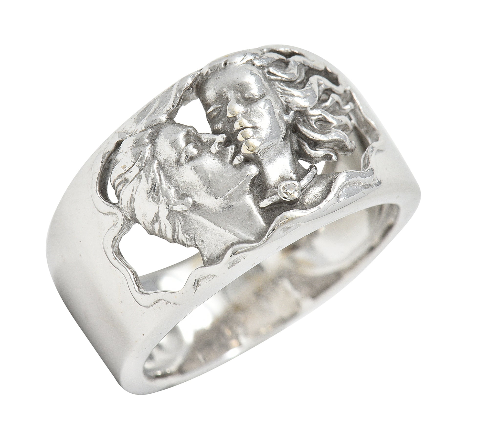 Carrera Y Carrera Diamond 18 Karat White Gold Adam & Eve Band Ring