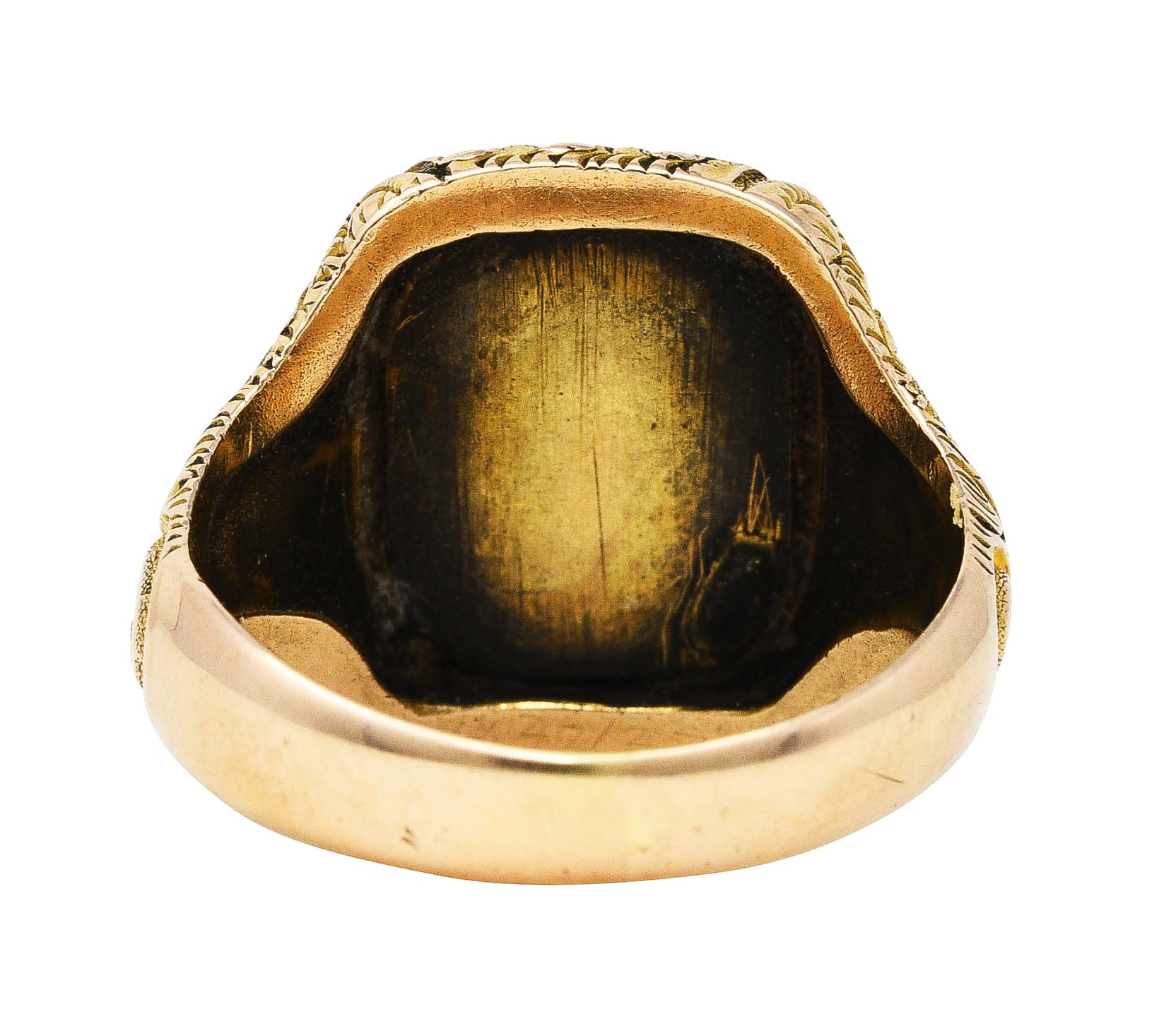 1900 Victorian 14 Karat Yellow Gold Scrolling Cushion Signet RingRing - Wilson's Estate Jewelry