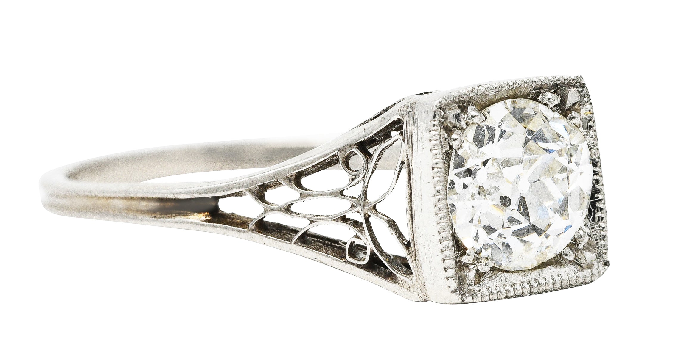 Art Deco 0.68 CTW Diamond Platinum Butterfly Engagement Ring Wilson's Estate Jewelry