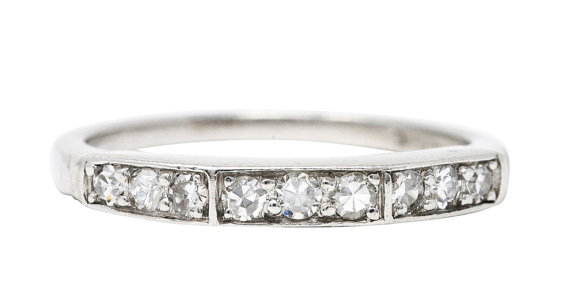 Art Deco Single Cut Diamond Platinum Angular Stacking Band RingRing - Wilson's Estate Jewelry