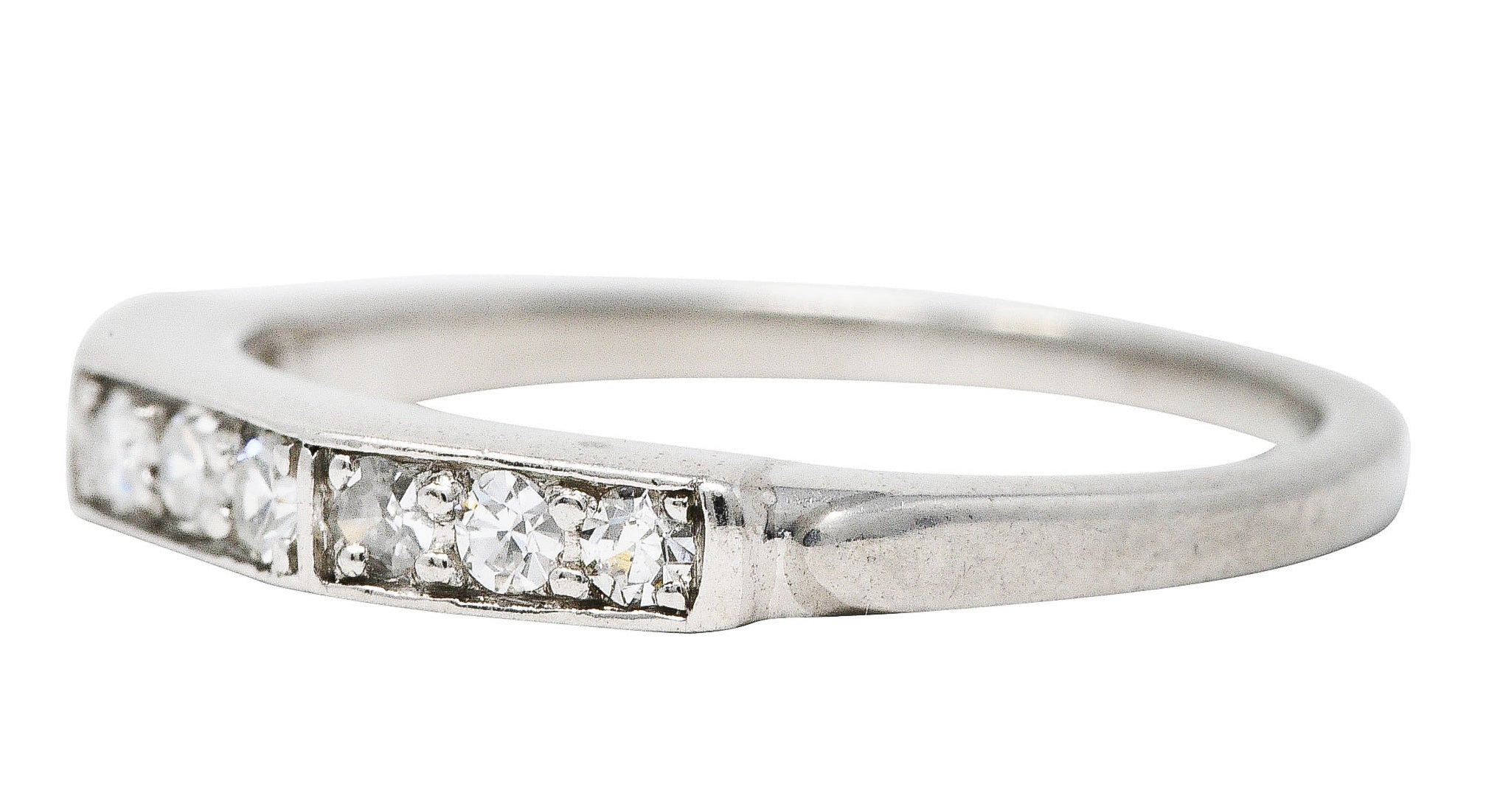 Art Deco Single Cut Diamond Platinum Angular Stacking Band RingRing - Wilson's Estate Jewelry