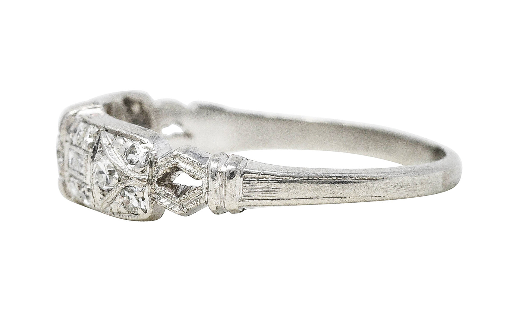 Art Deco 0.25 CTW Diamond Platinum Geometric Band RingRing - Wilson's Estate Jewelry