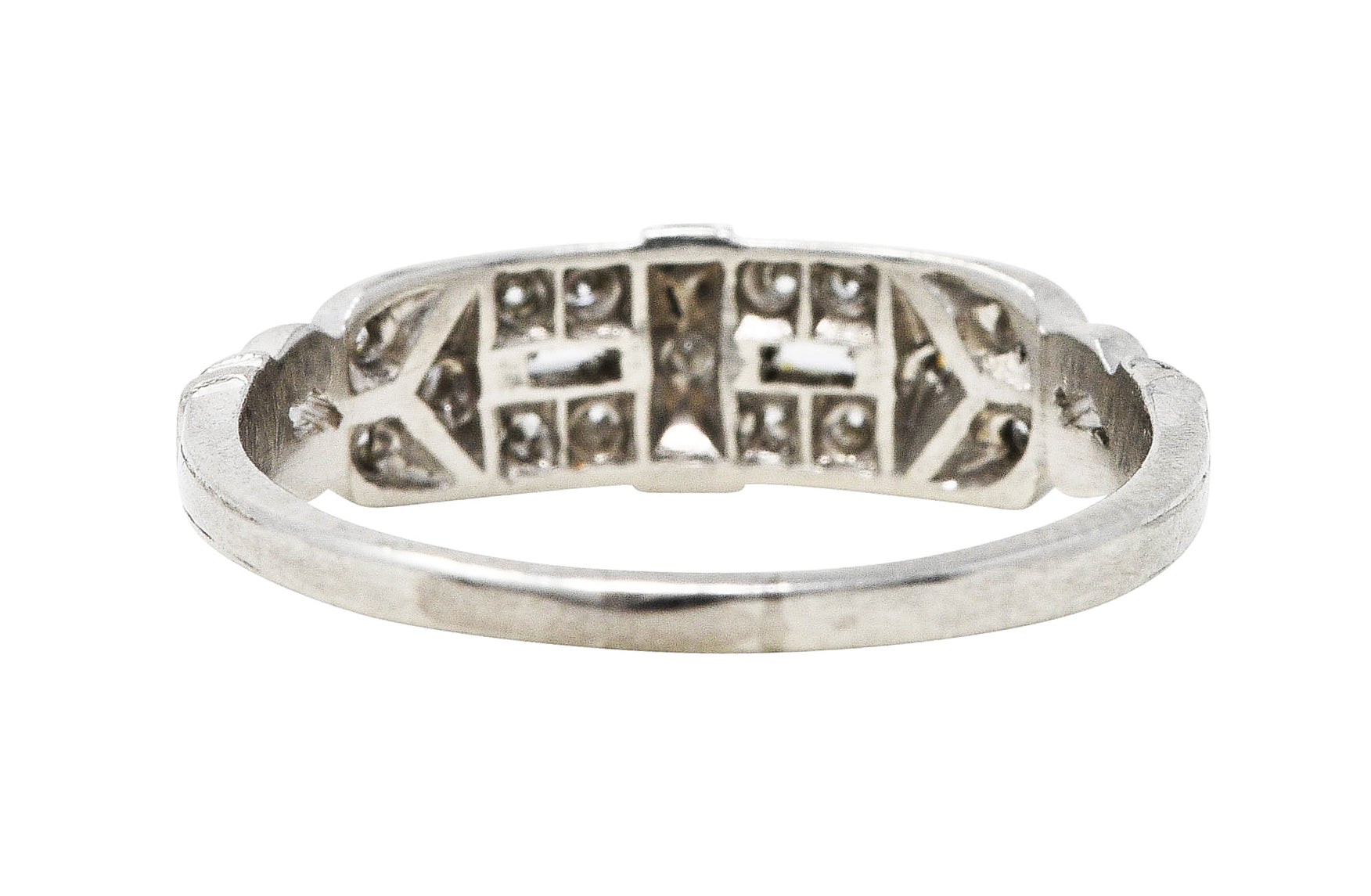 Art Deco 0.25 CTW Diamond Platinum Geometric Band RingRing - Wilson's Estate Jewelry