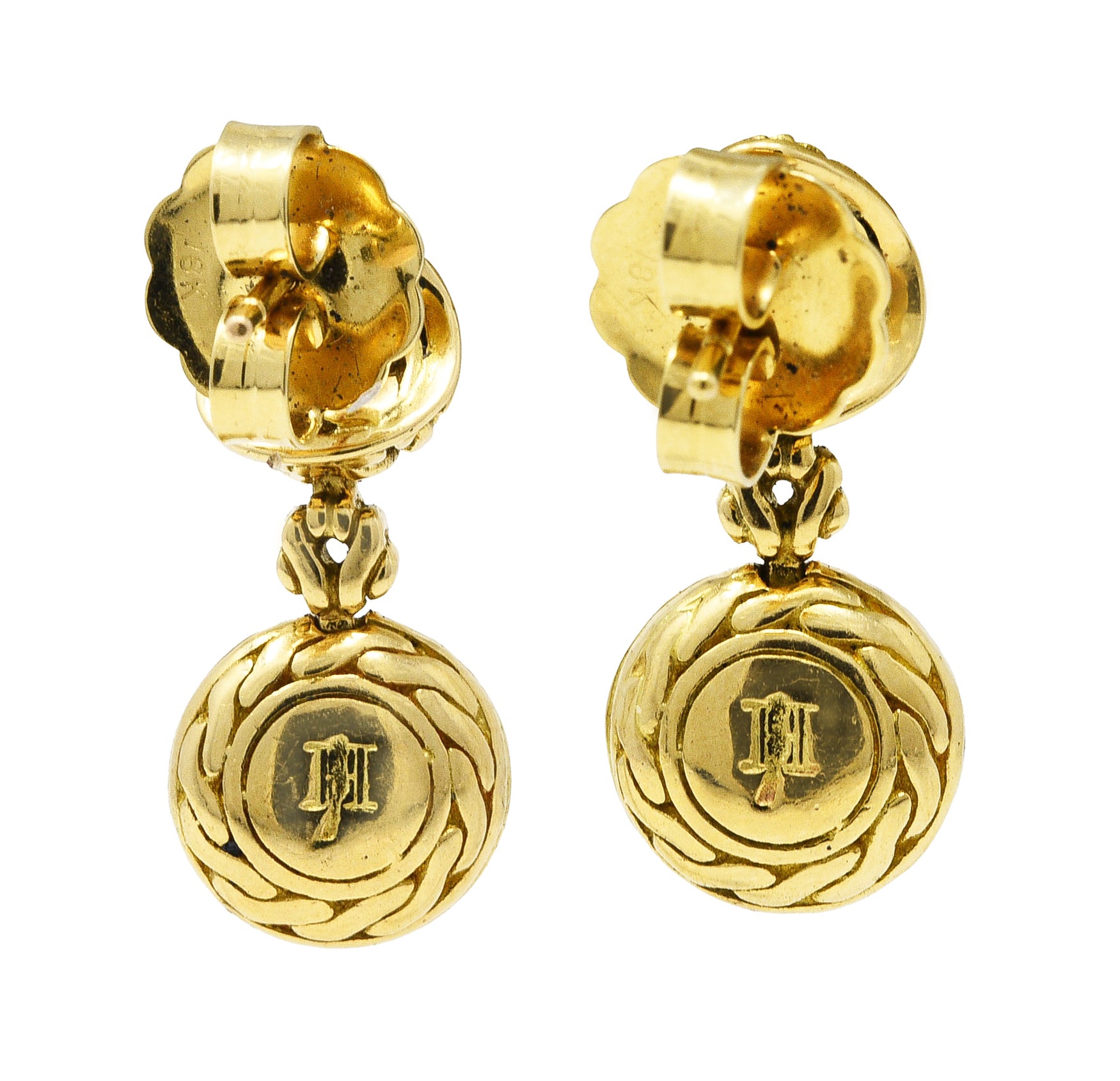 John Hardy 1.00 CTW Diamond 18 Karat Two-Tone Gold Pavè Drop EarringsEarrings - Wilson's Estate Jewelry