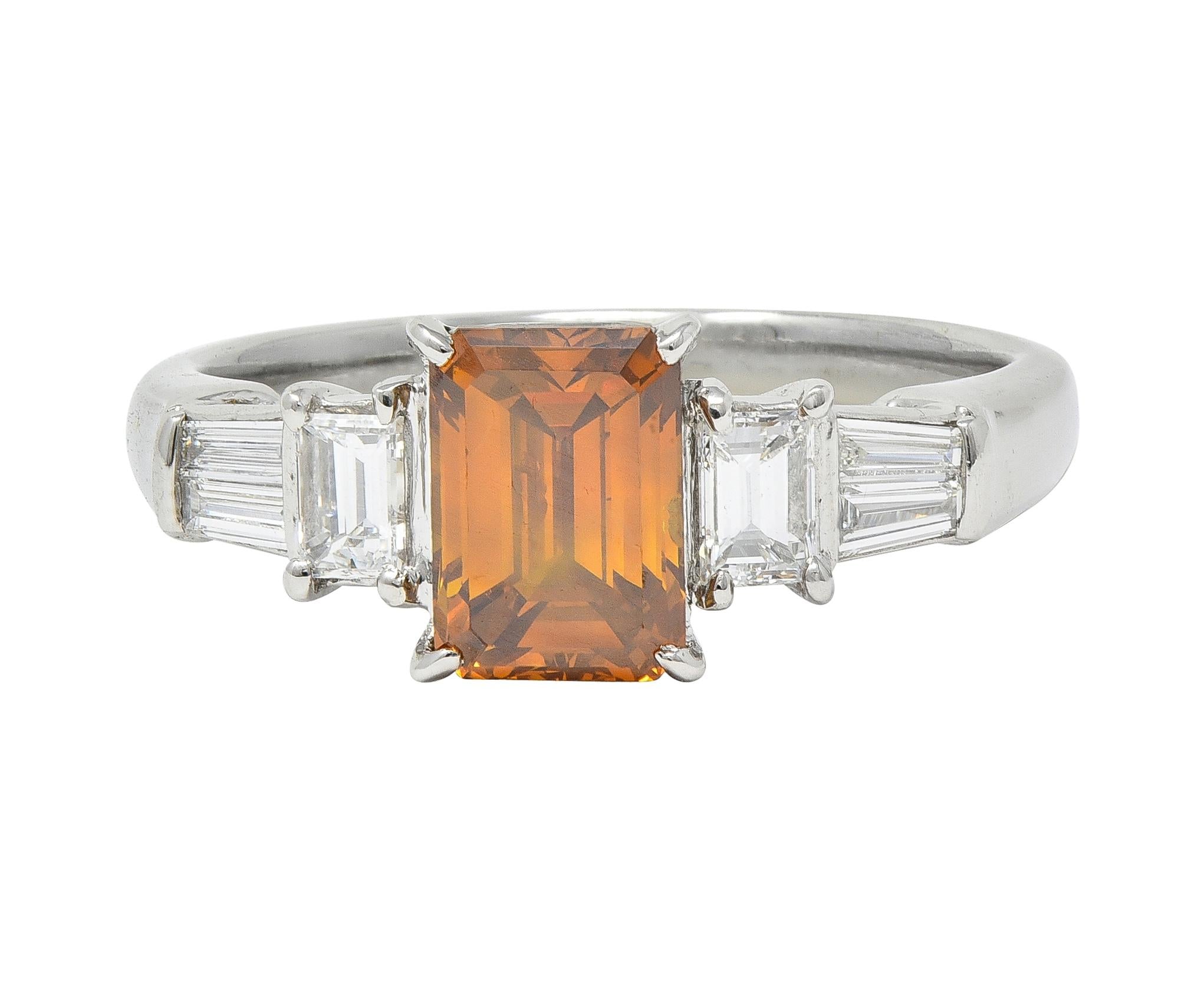 Contemporary Fancy Orange Brown Diamond Platinum Five Stone Engagement Ring