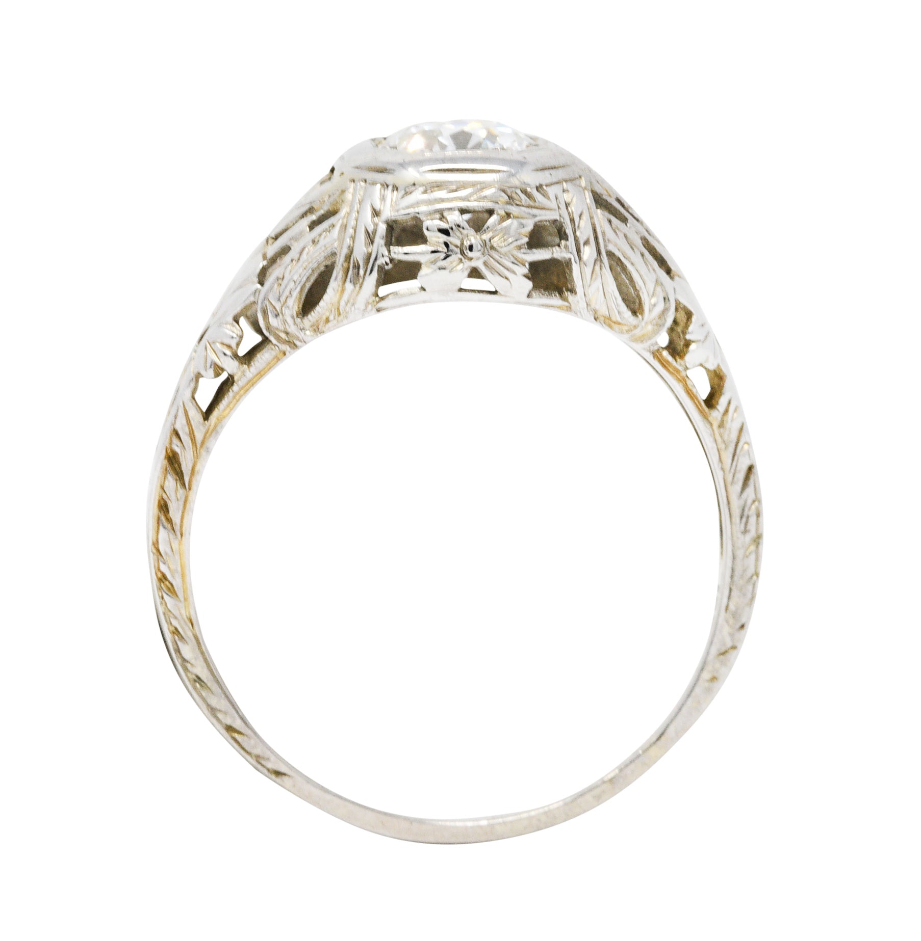 1920's Art Deco Diamond 18 Karat White Gold Blossom Engagement RingRing - Wilson's Estate Jewelry