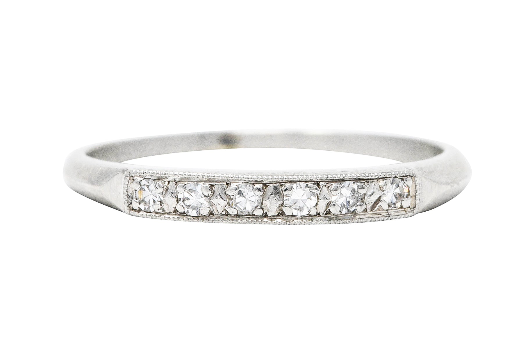 Art Deco Single Cut Diamond Platinum Anniversary Band RingRing - Wilson's Estate Jewelry