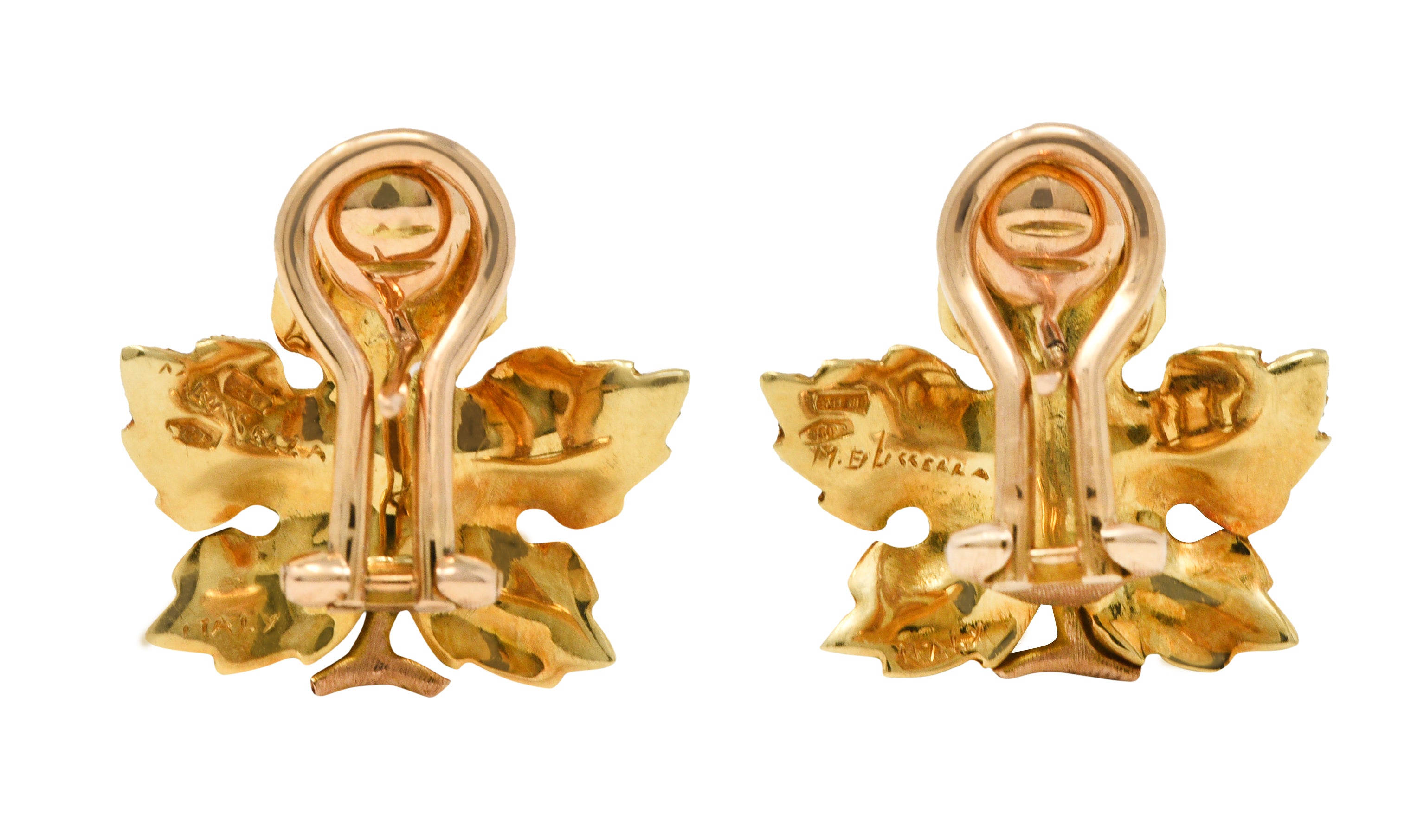 Buccellati 1970's Italian 18 Karat Two-Tone Gold Maple Leaf EarringsEarrings - Wilson's Estate Jewelry