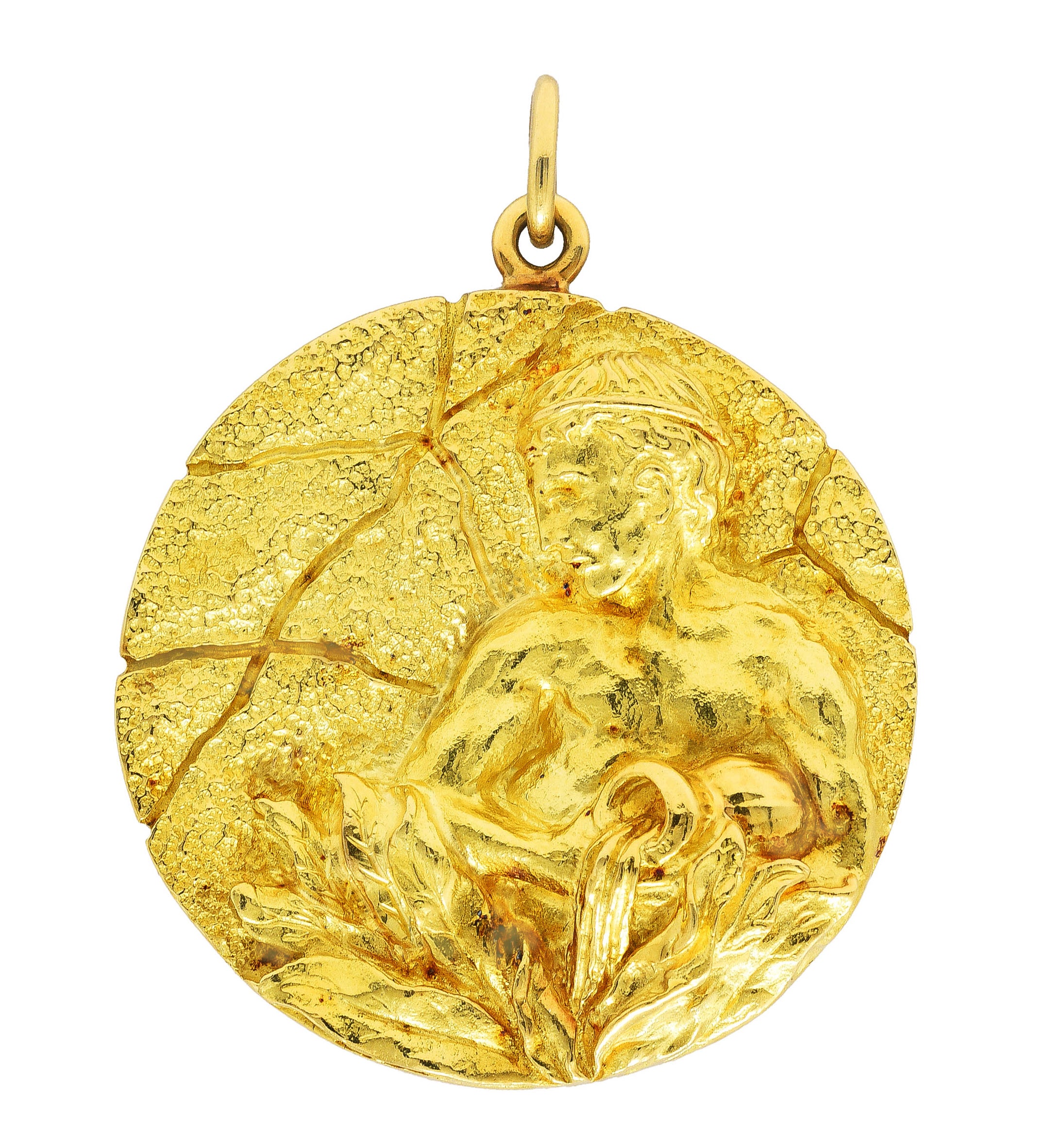 Substantial Tiffany & Co. 18 Karat Yellow Gold Vintage Aquarius Zodiac Medallion Pendantcharm - Wilson's Estate Jewelry