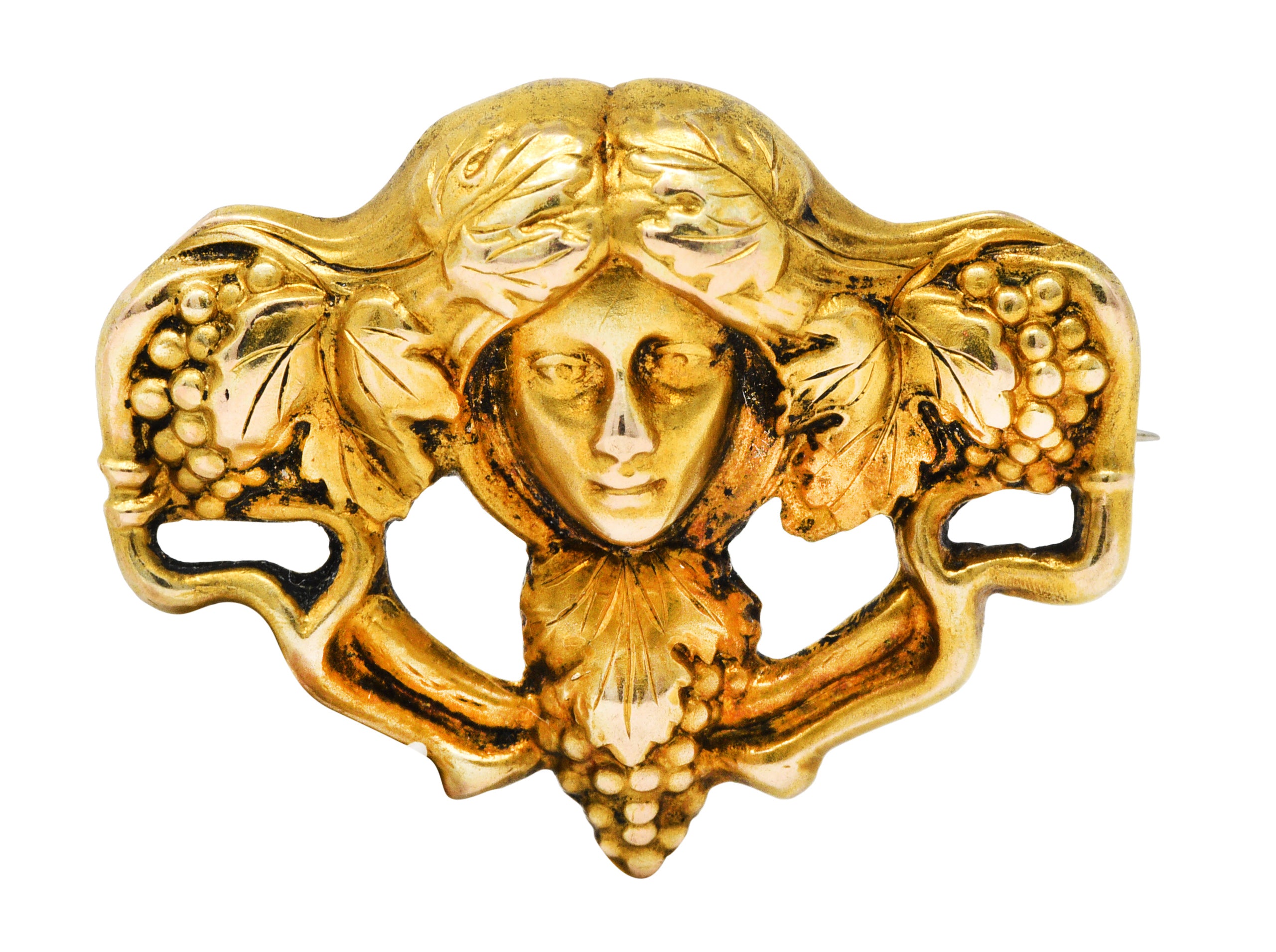 Art Nouveau 14 Karat Gold Dionysus Maenad Nymph BroochBrooch - Wilson's Estate Jewelry