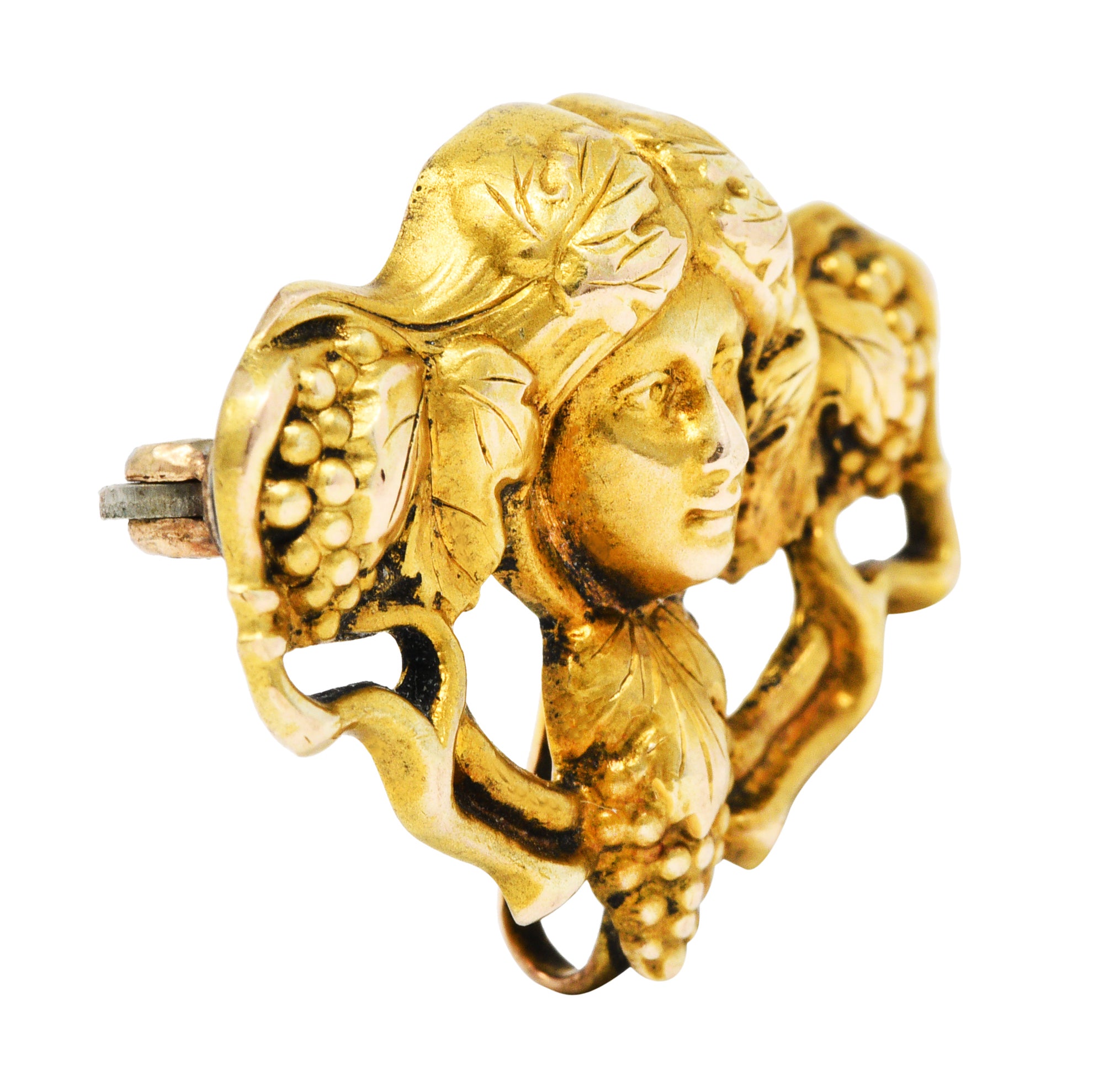 Art Nouveau 14 Karat Gold Dionysus Maenad Nymph BroochBrooch - Wilson's Estate Jewelry