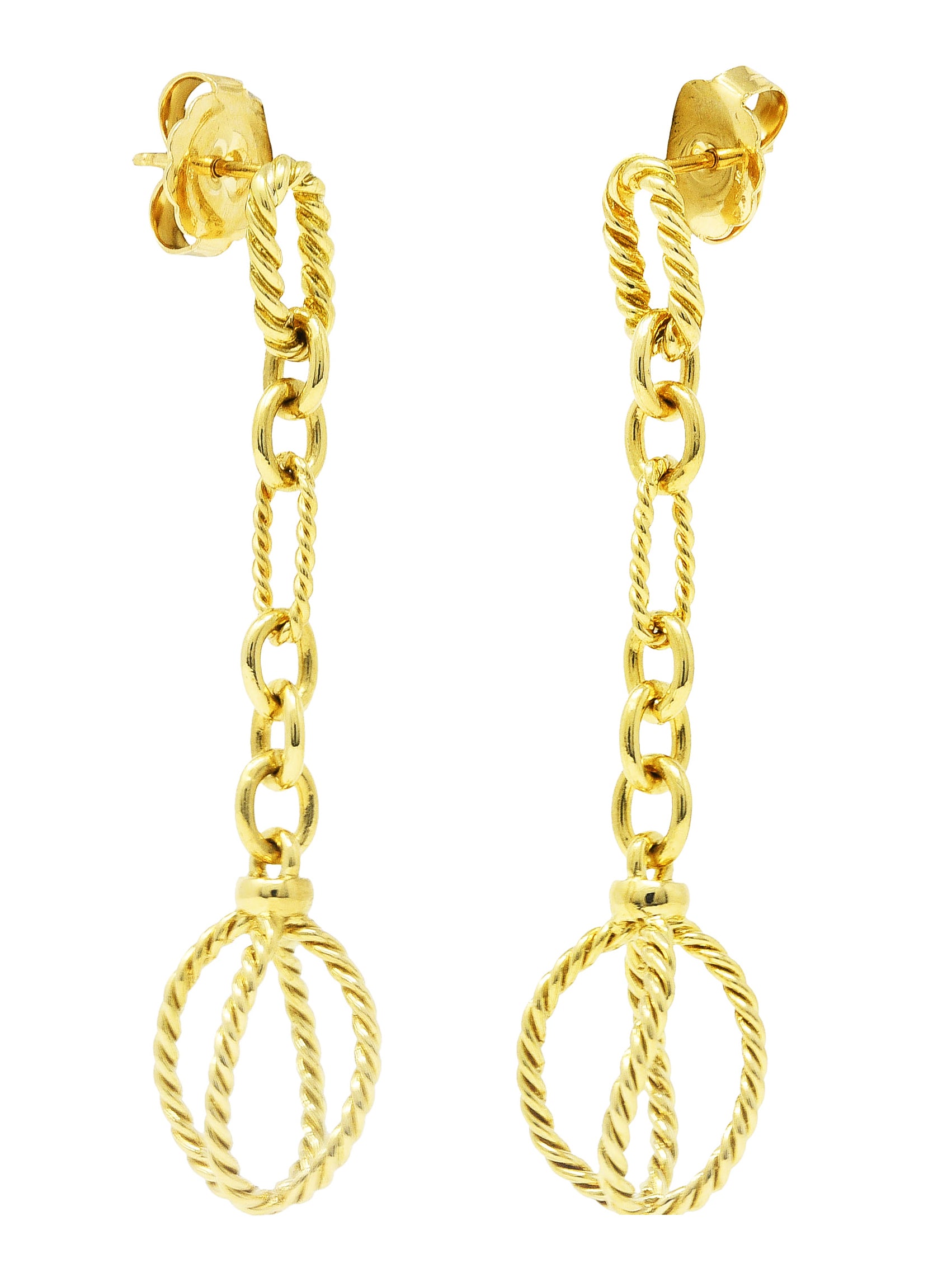 David Yurman 18 Karat Yellow Gold Twisted Cable Link Drop EarringsEarrings - Wilson's Estate Jewelry