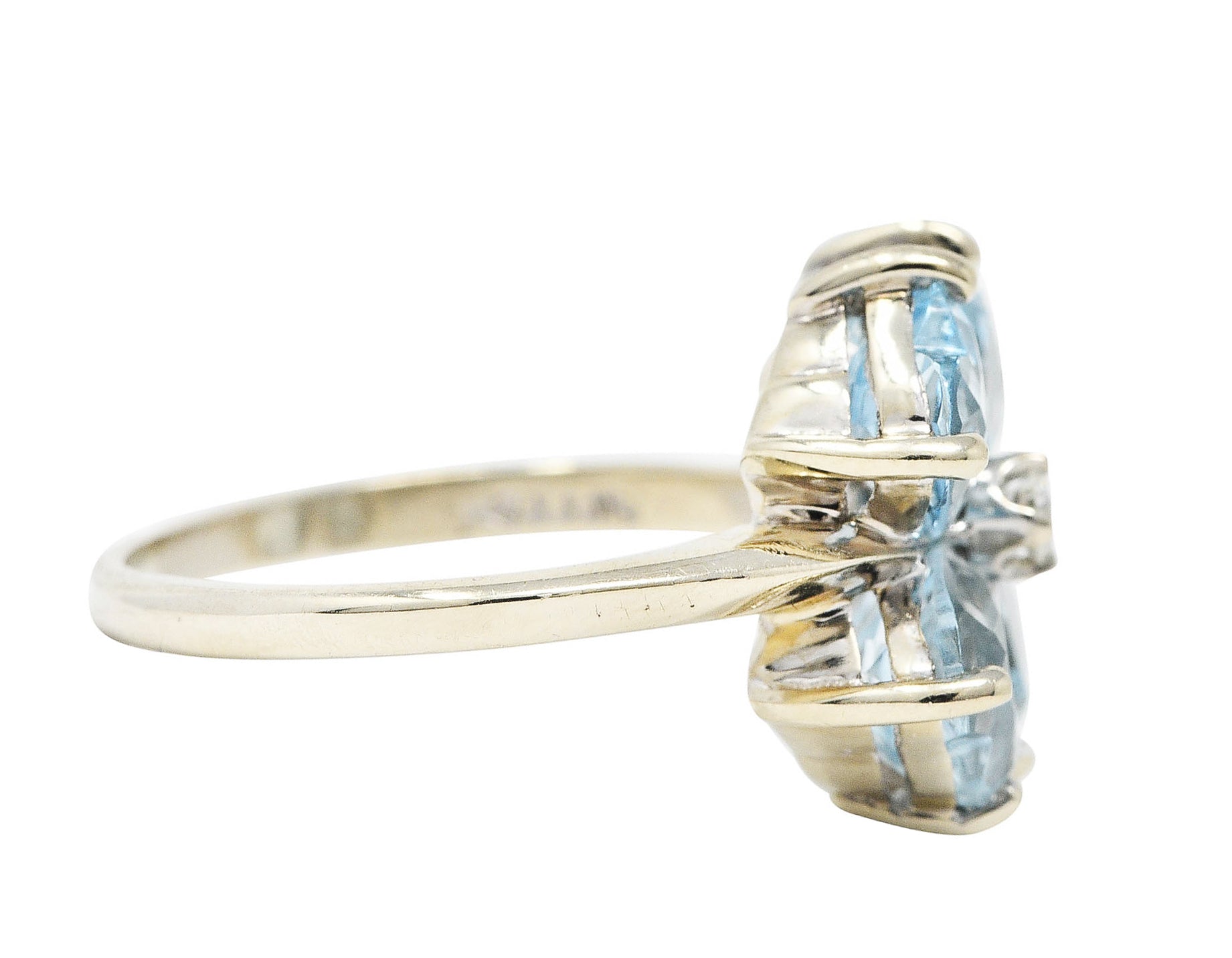 Felger & Co. Mid-Century 2.76 CTW Diamond Aquamarine 14 Karat White Gold Flower RingRing - Wilson's Estate Jewelry