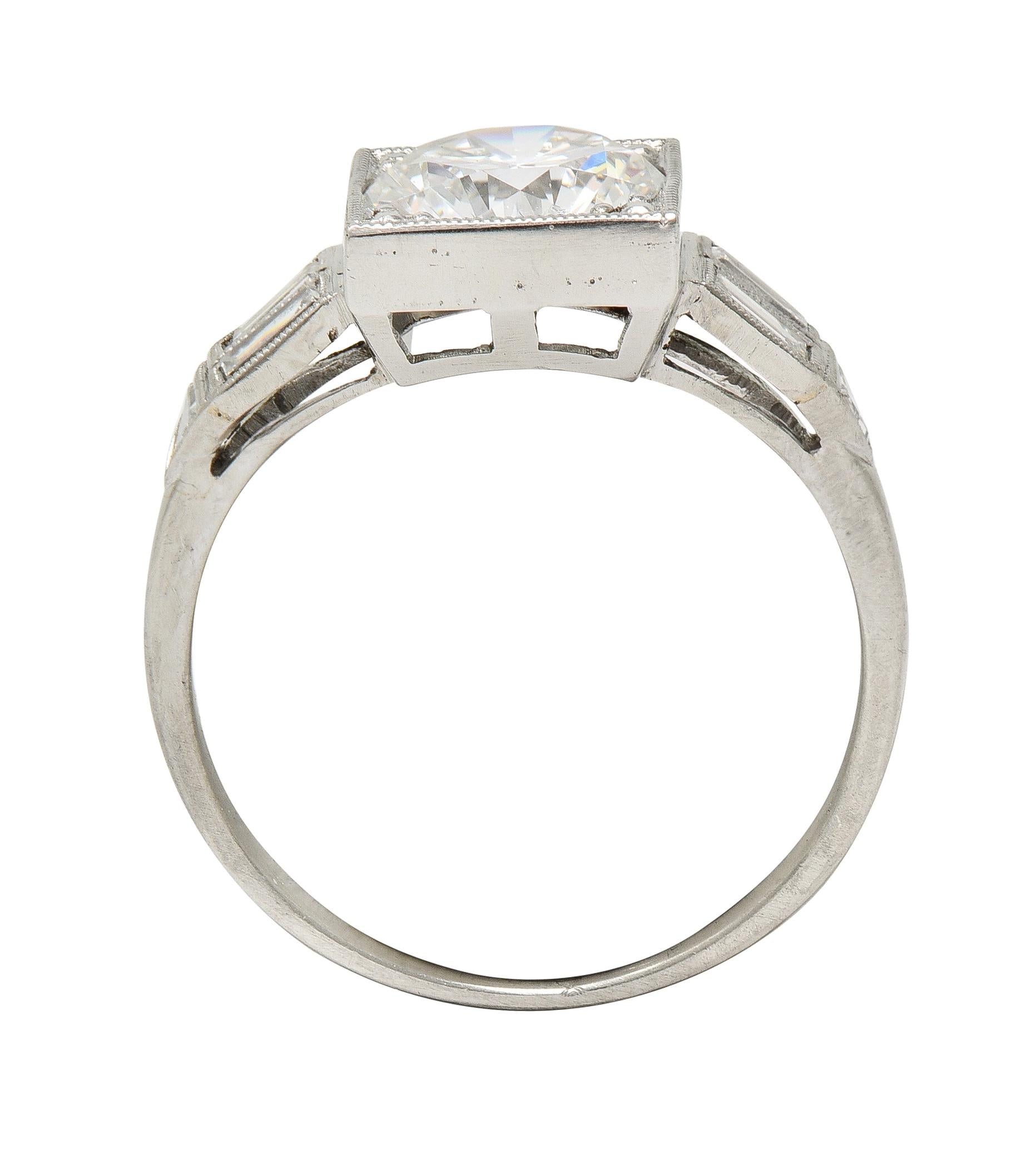 Art Deco 2.00 CTW Transitional Cut Diamond Platinum Vintage Engagement Ring GIA