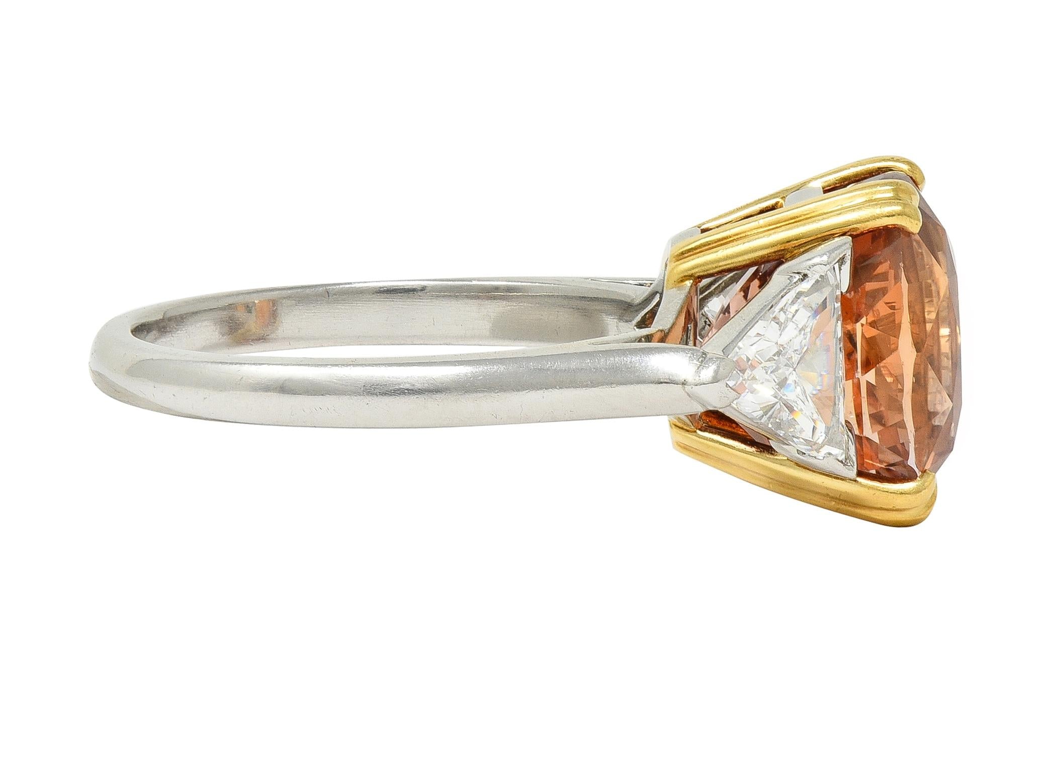 Tiffany & Co. 8.61 CTW Orange Sapphire Diamond 18 Karat Gold Platinum Ring