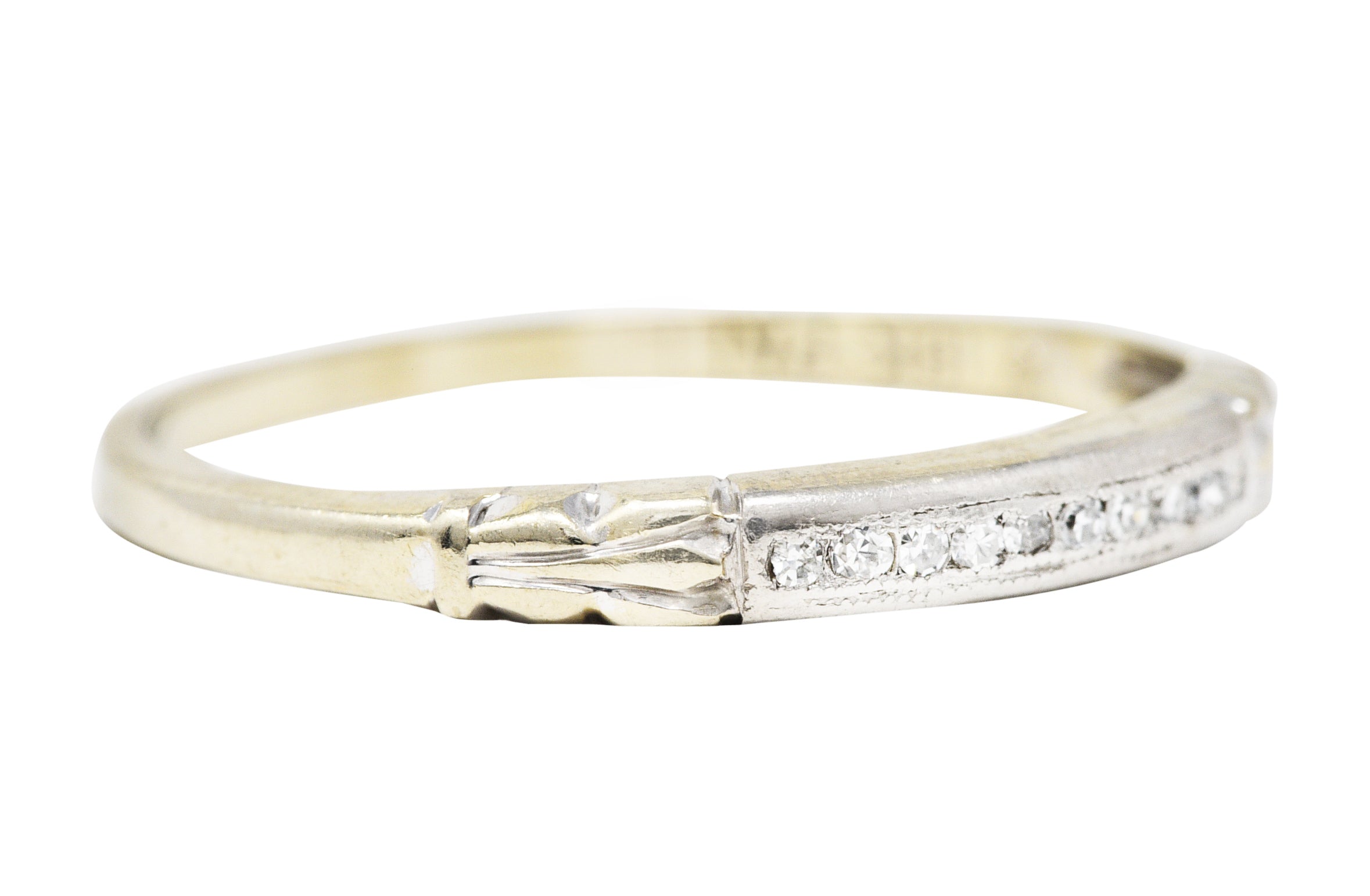 1940's Retro Diamond 18 Karat White Gold Stacking Band RingRing - Wilson's Estate Jewelry