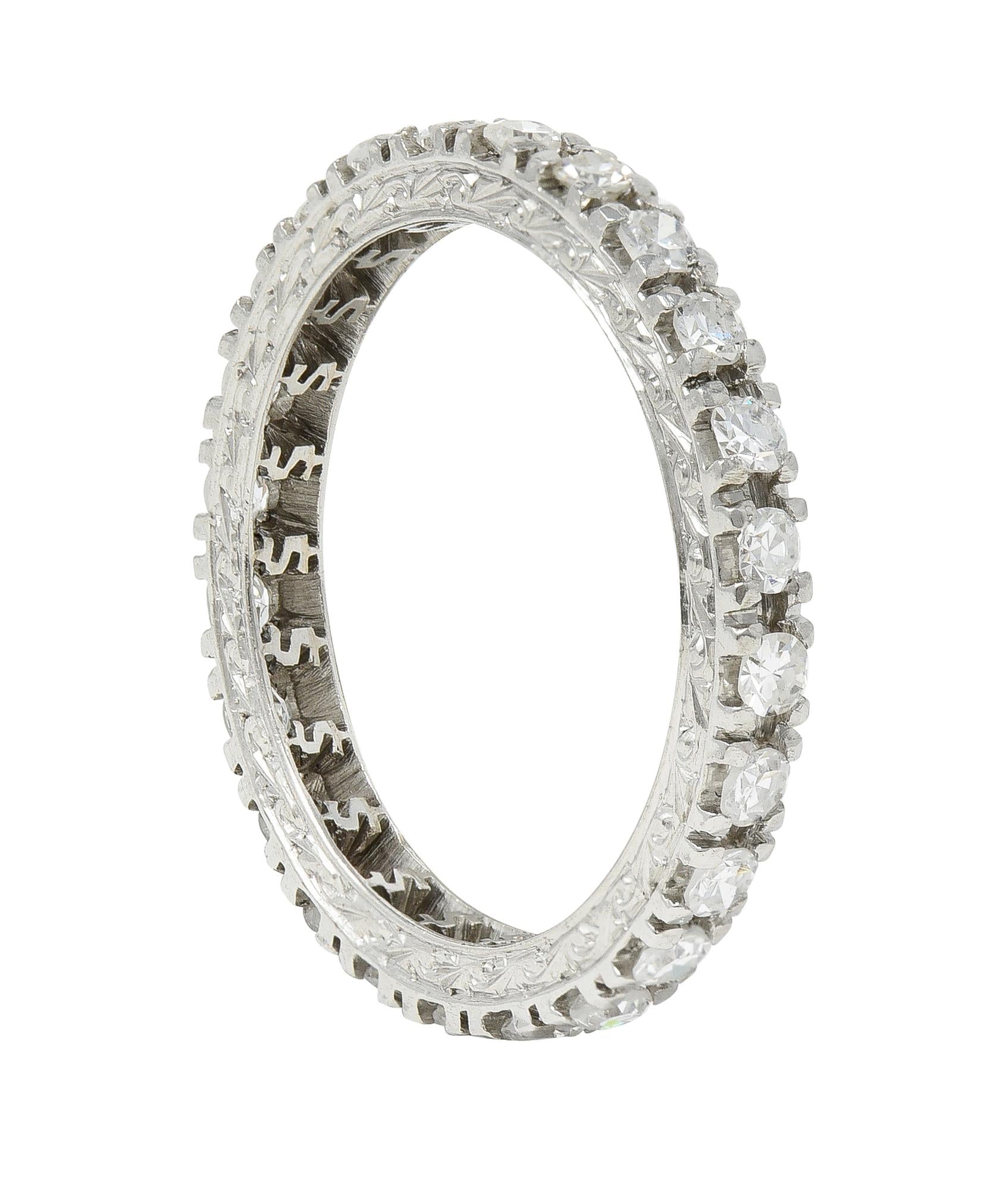 Contemporary 0.72 CTW Diamond Platinum Scrolling Dollar Sign Eternity Band Ring