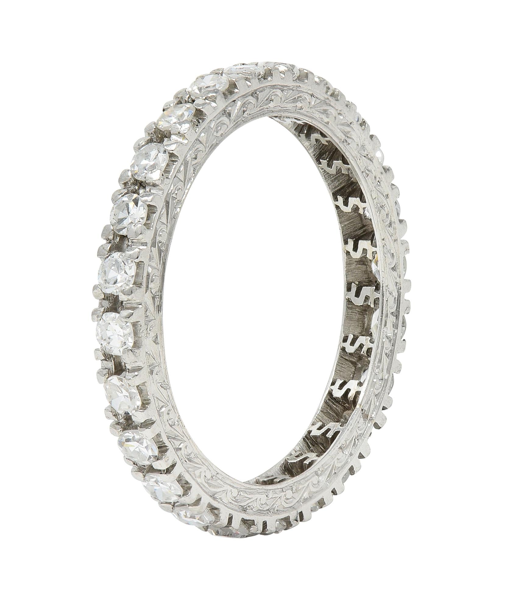 Contemporary 0.72 CTW Diamond Platinum Scrolling Dollar Sign Eternity Band Ring