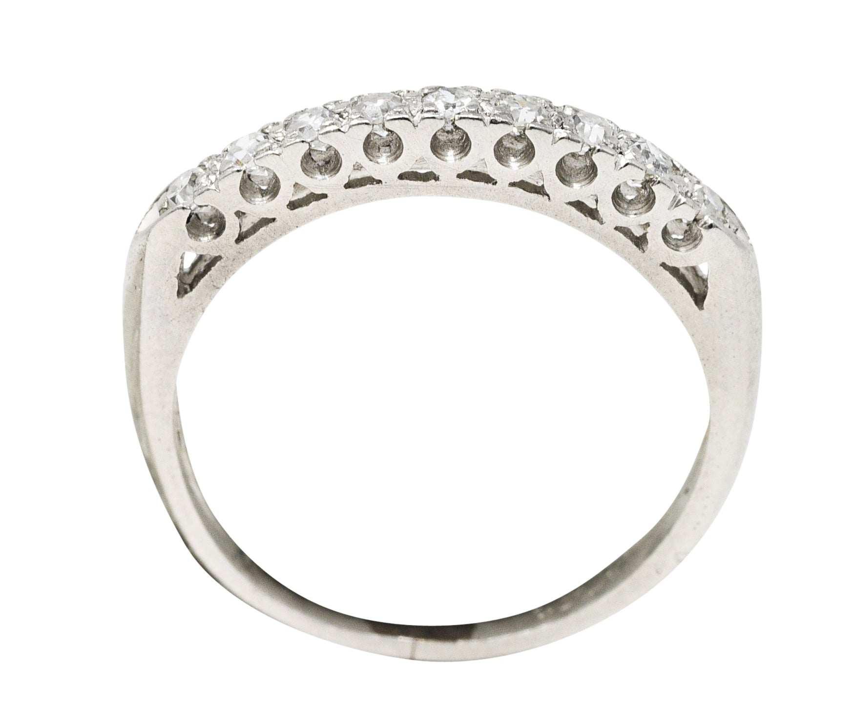 .11111 Mid-Century 0.25 CTW Diamond Platinum Fishtail Band RingRing - Wilson's Estate Jewelry