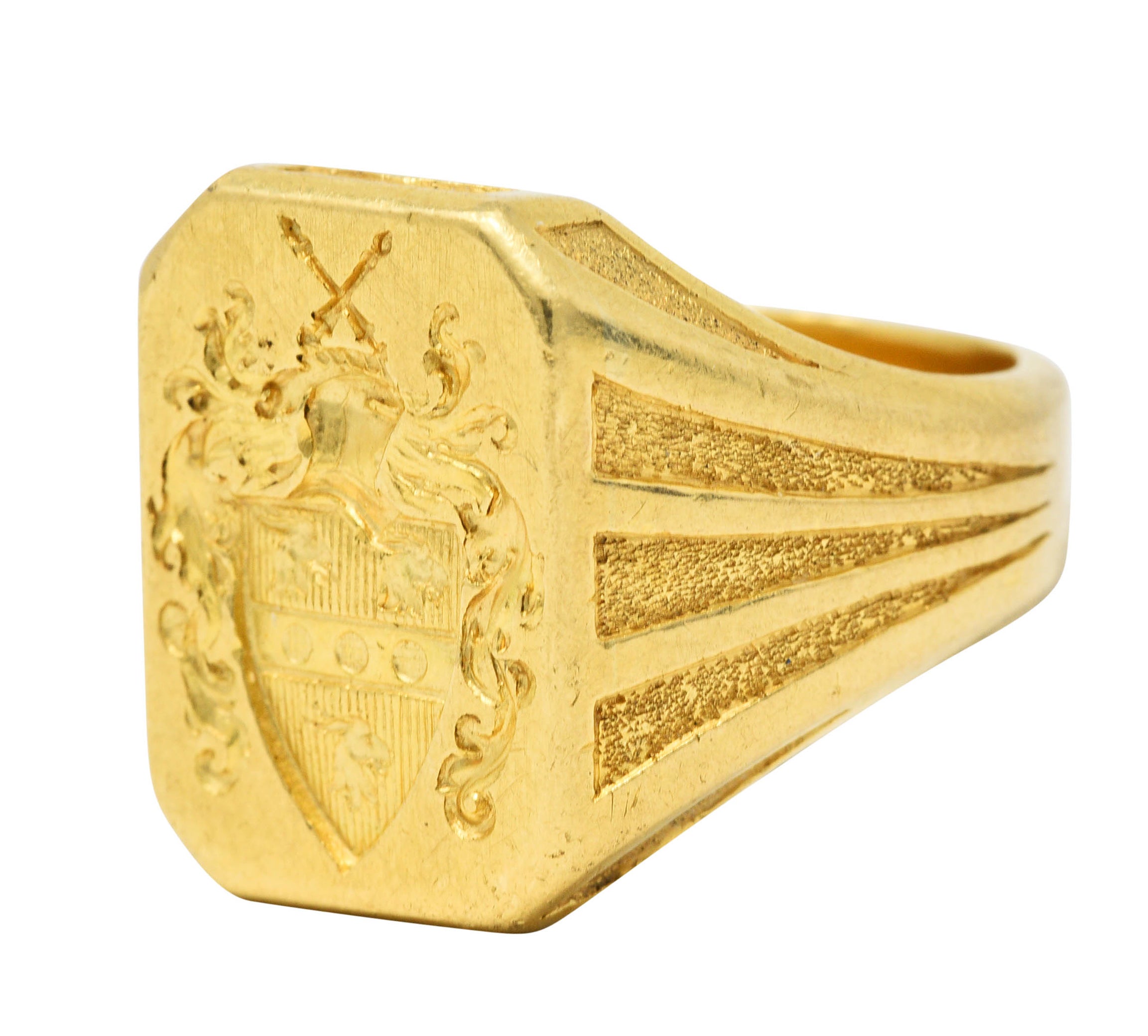 Art Deco 18 Karat Gold Chivalrous Heraldry Unisex Signet RingRing - Wilson's Estate Jewelry