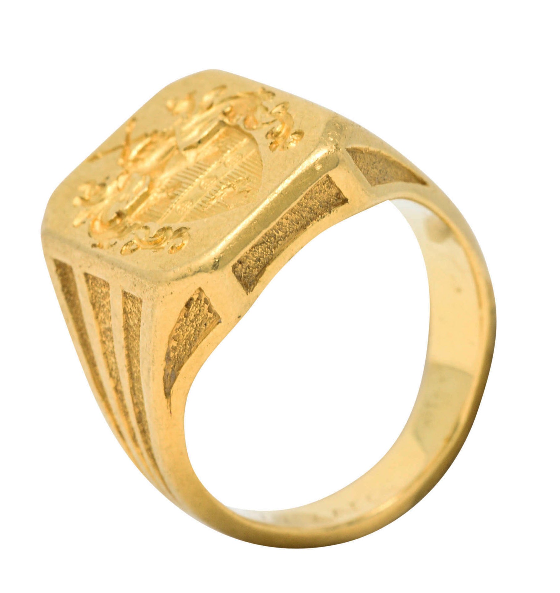 Art Deco 18 Karat Gold Chivalrous Heraldry Unisex Signet RingRing - Wilson's Estate Jewelry