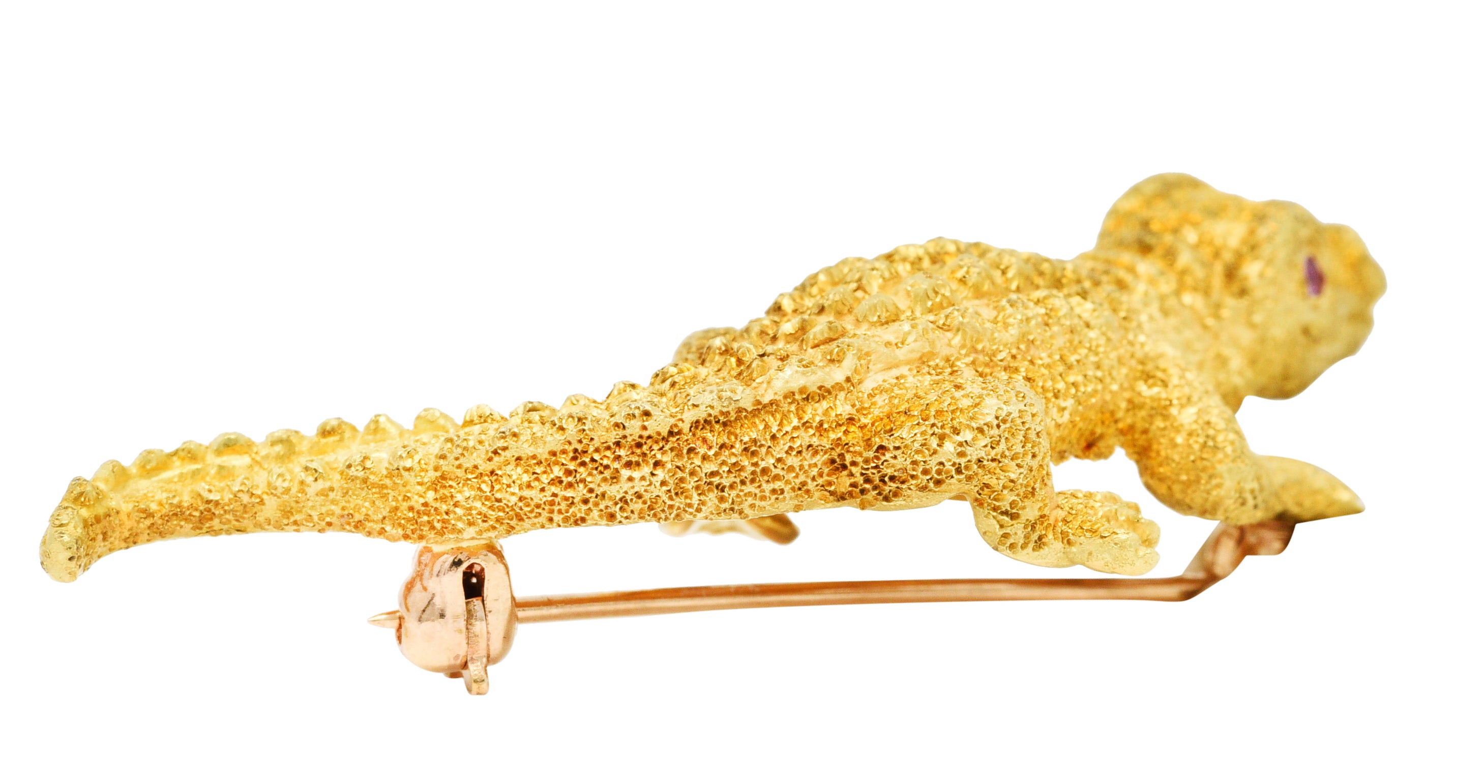 1970's Tiffany & Co. Diamond Ruby 18 Karat Gold Alligator BroochBrooch - Wilson's Estate Jewelry