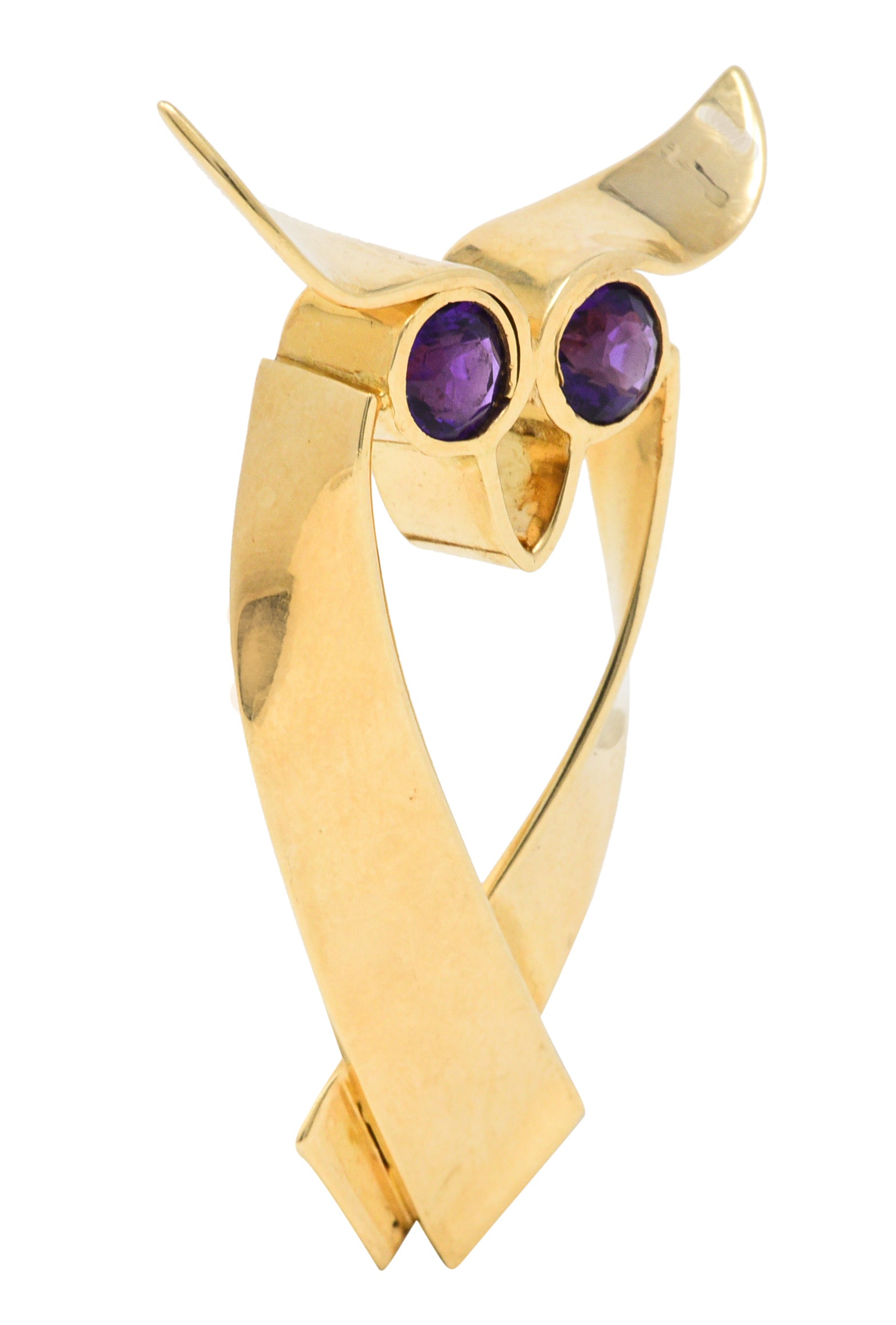 Tiffany & Co. Amethyst 14 Karat Gold Owl BroochBrooch - Wilson's Estate Jewelry