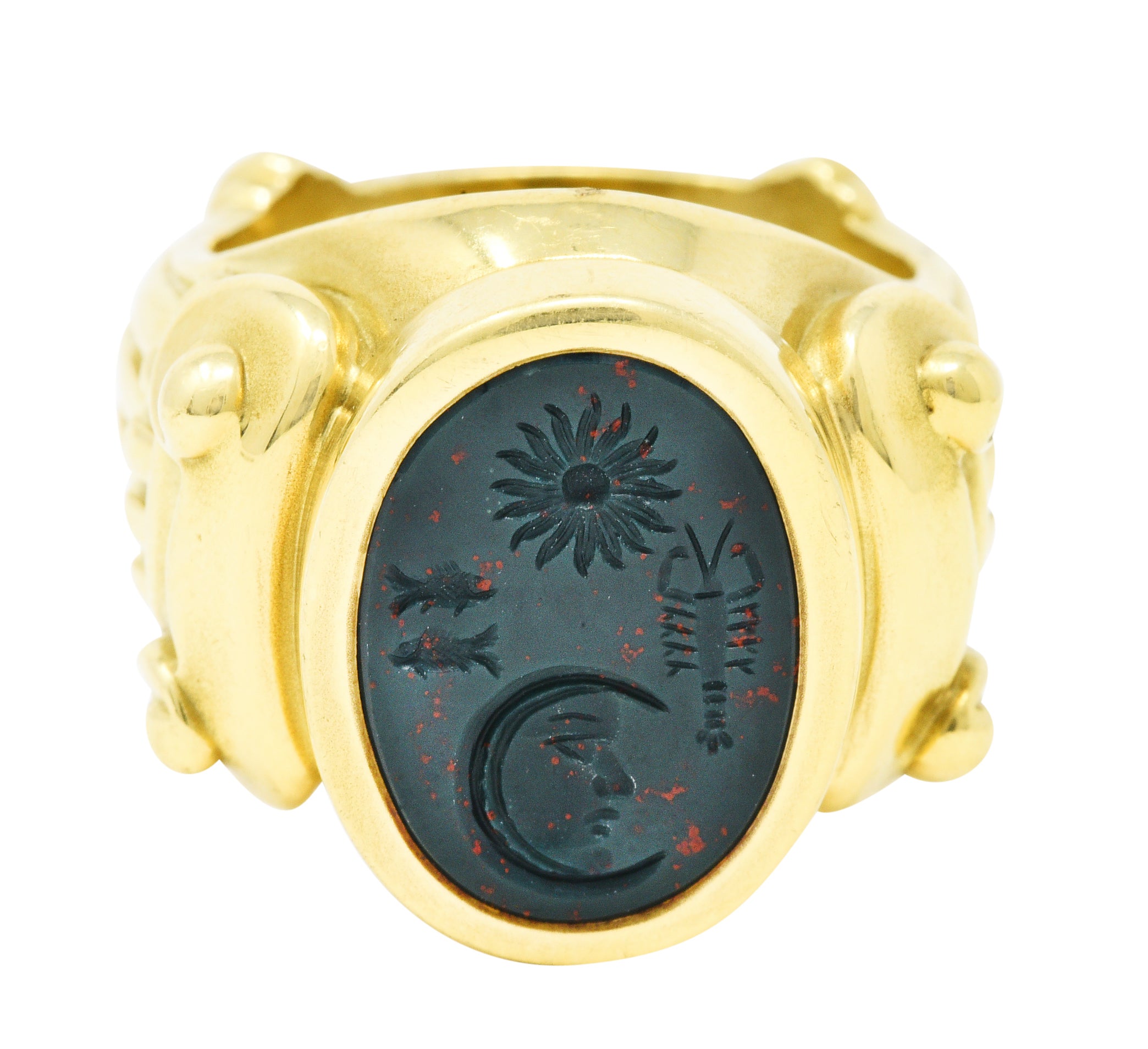 Kieselstein-Cord Bloodstone Intaglio 18 Karat Gold Signet RingRing - Wilson's Estate Jewelry