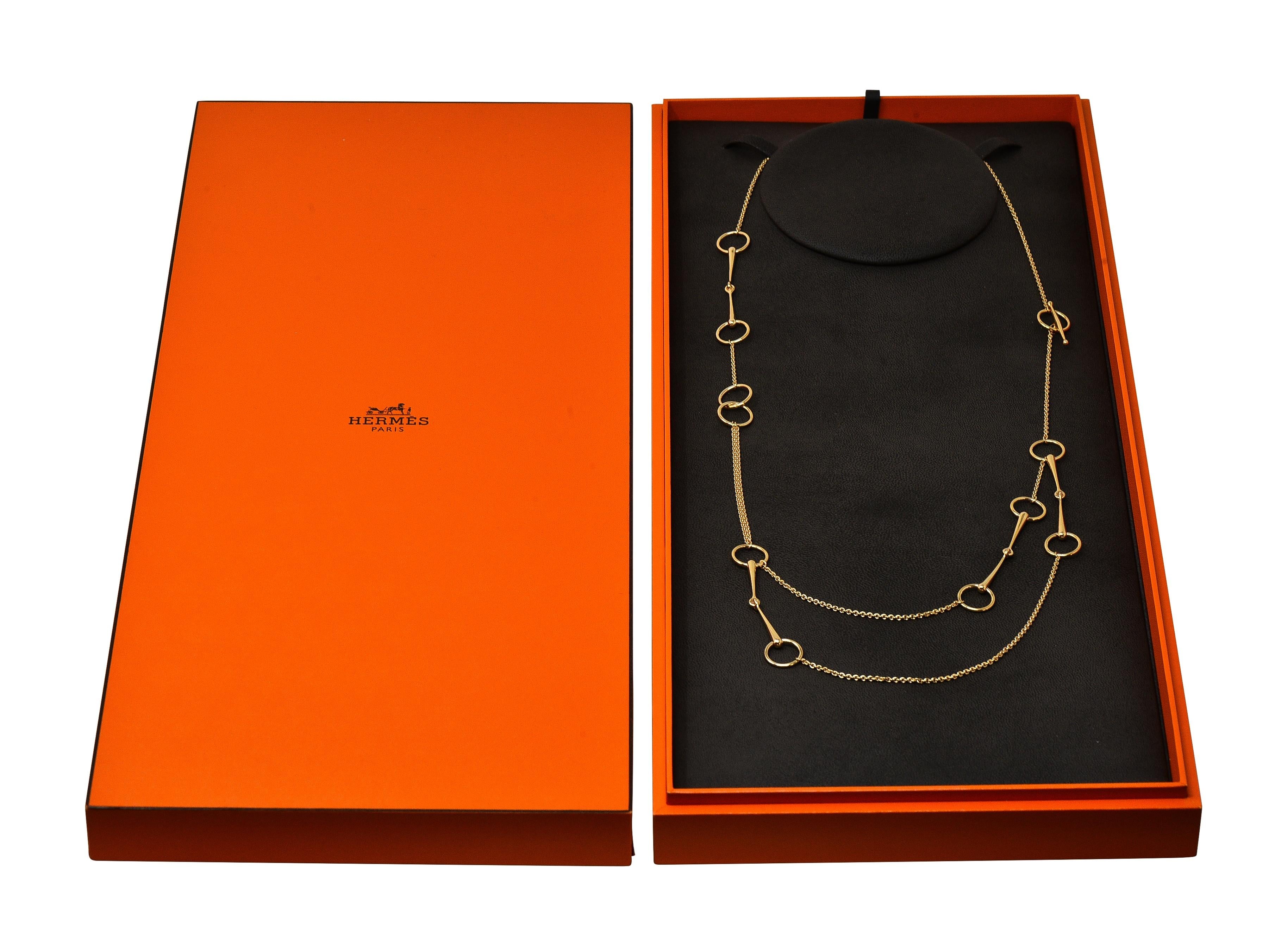 Hermés Contemporary 18 Karat Yellow Gold Filet d'Or Horse-Bit Link Necklace