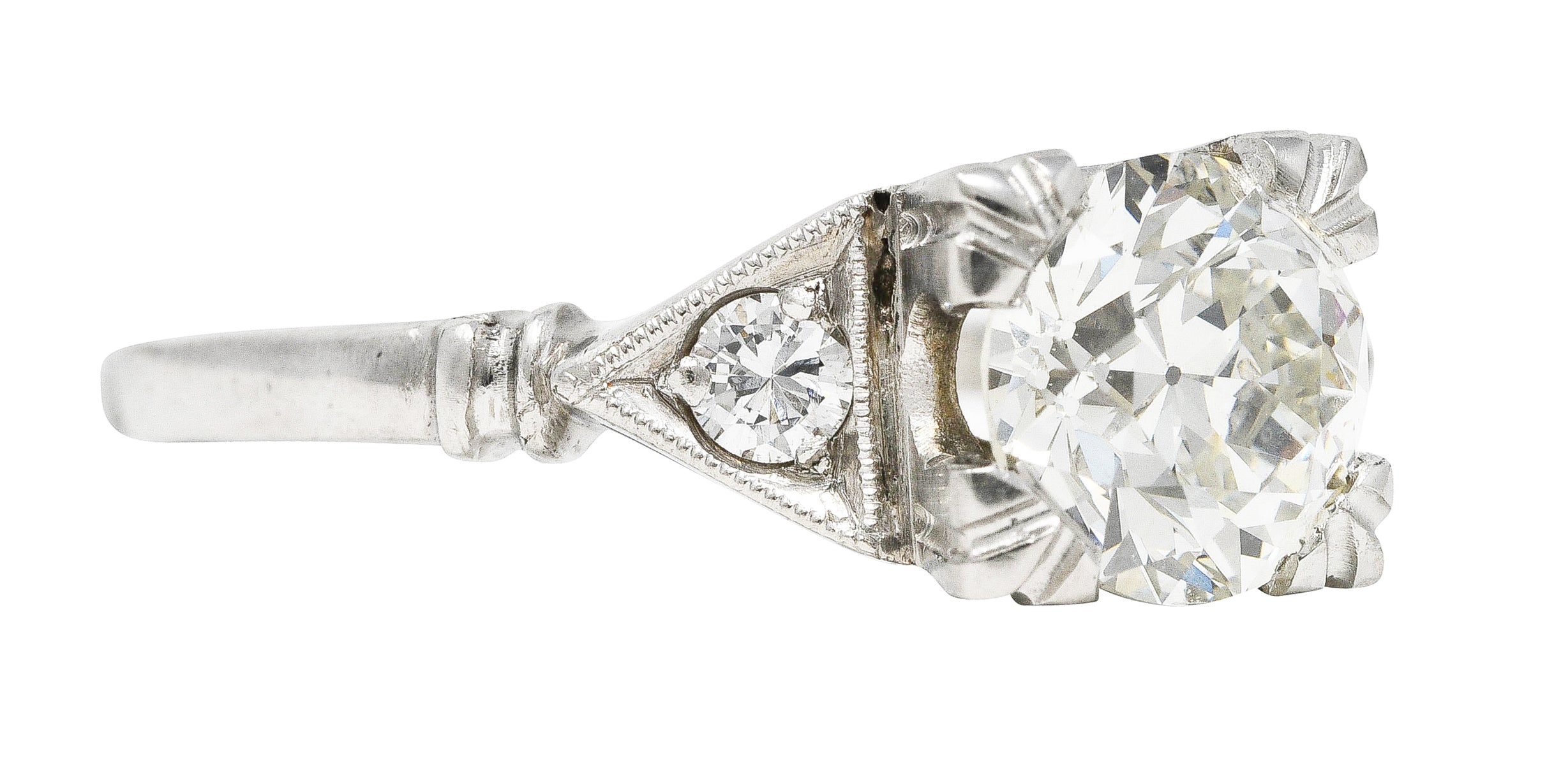 Art Deco Old European 1.26 CTW Diamond Platinum Geometric Engagement Ring GIA Wilson's Estate Jewelry