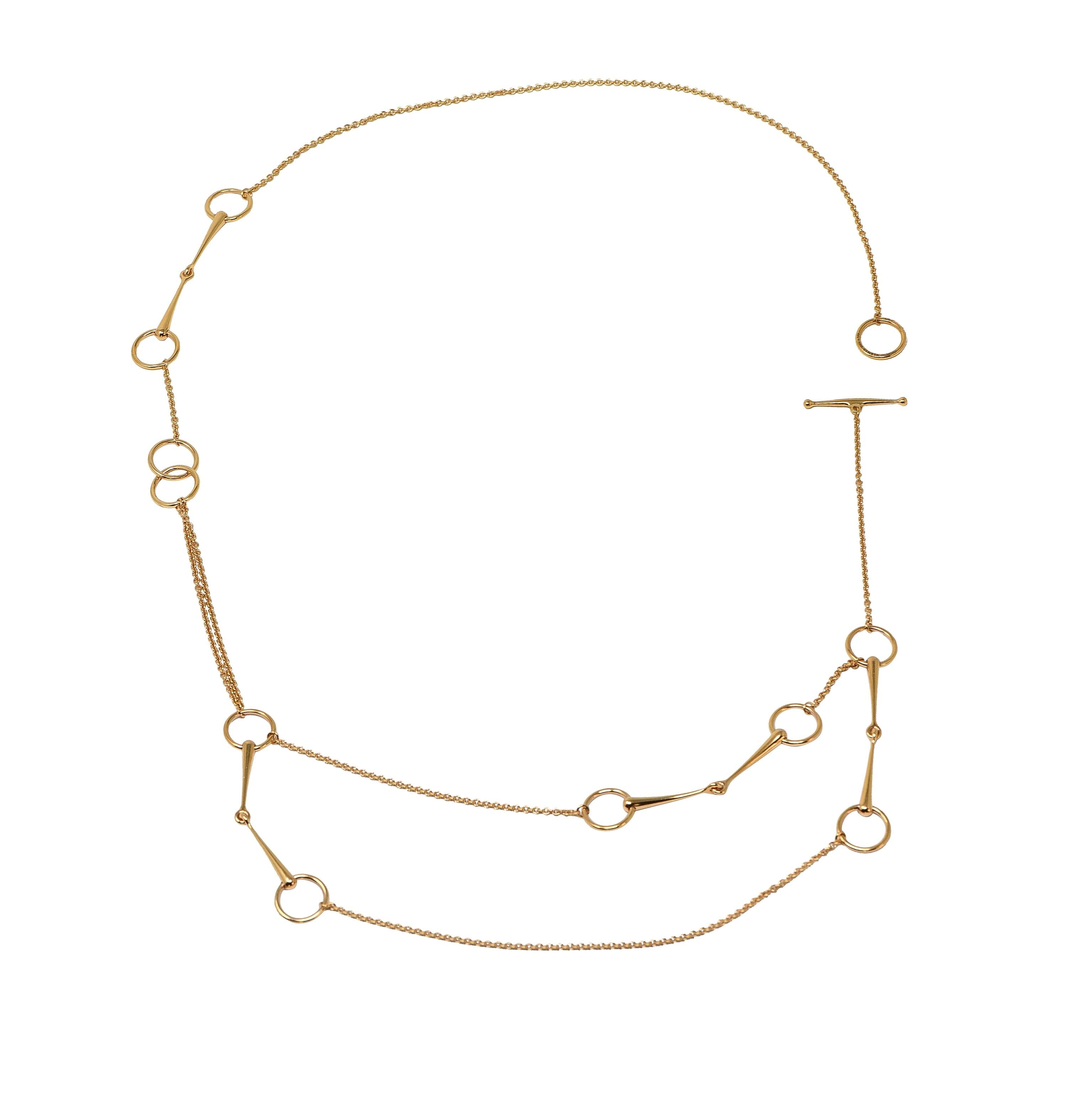 Hermés Contemporary 18 Karat Yellow Gold Filet d'Or Horse-Bit Link Necklace