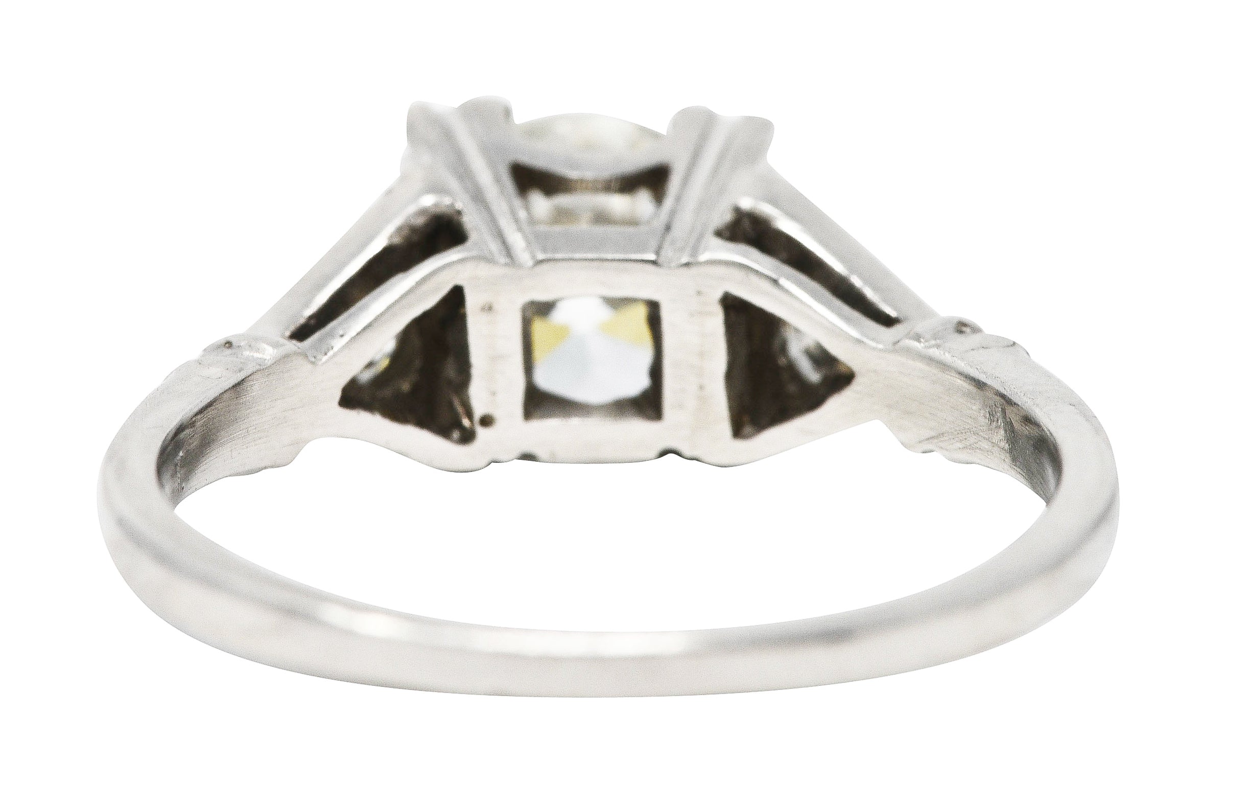 Art Deco Old European 1.26 CTW Diamond Platinum Geometric Engagement Ring GIA Wilson's Estate Jewelry