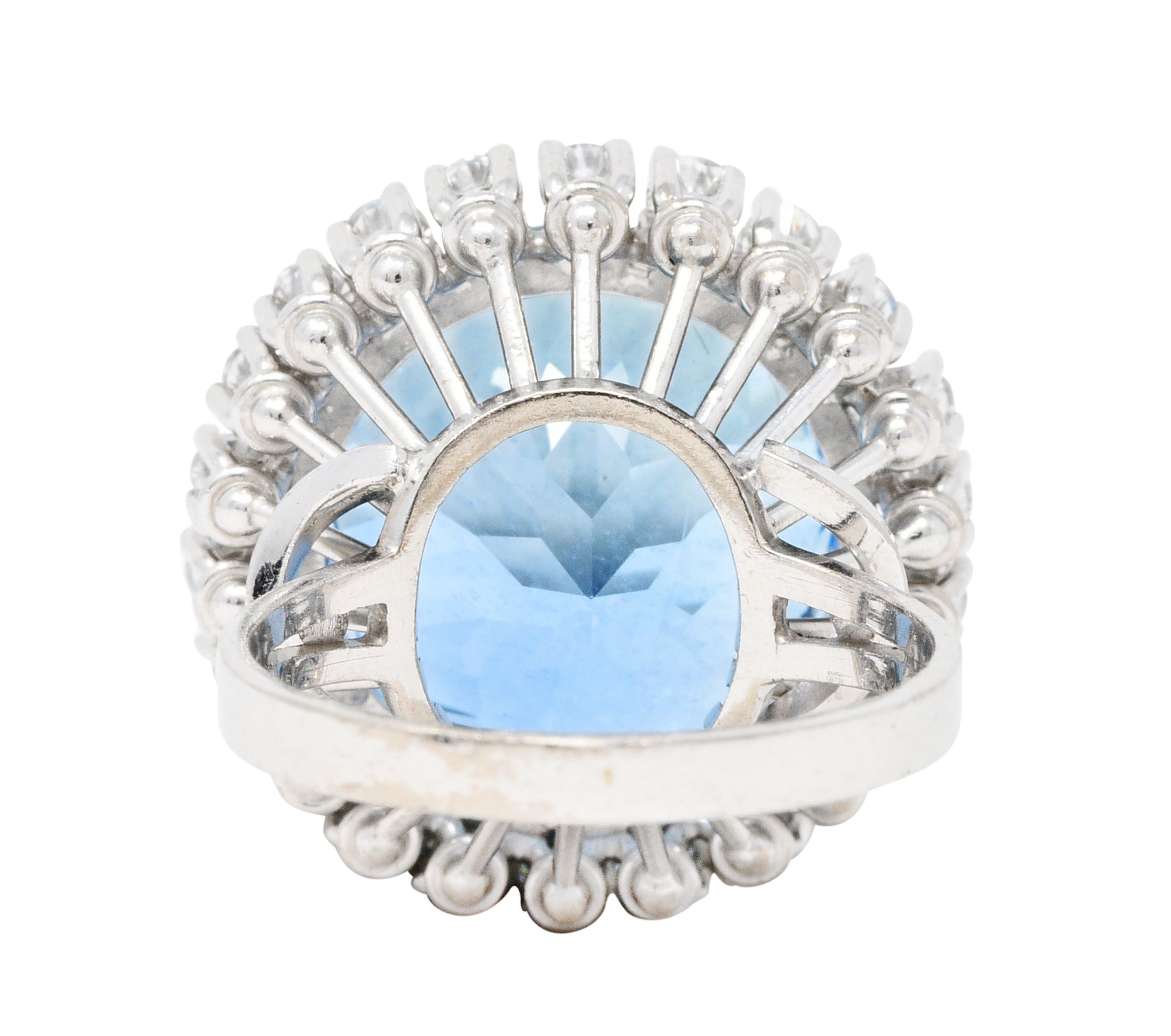 Vintage 16.32 CTW Aquamarine Diamond 18 Karat White Gold Cluster RingRing - Wilson's Estate Jewelry