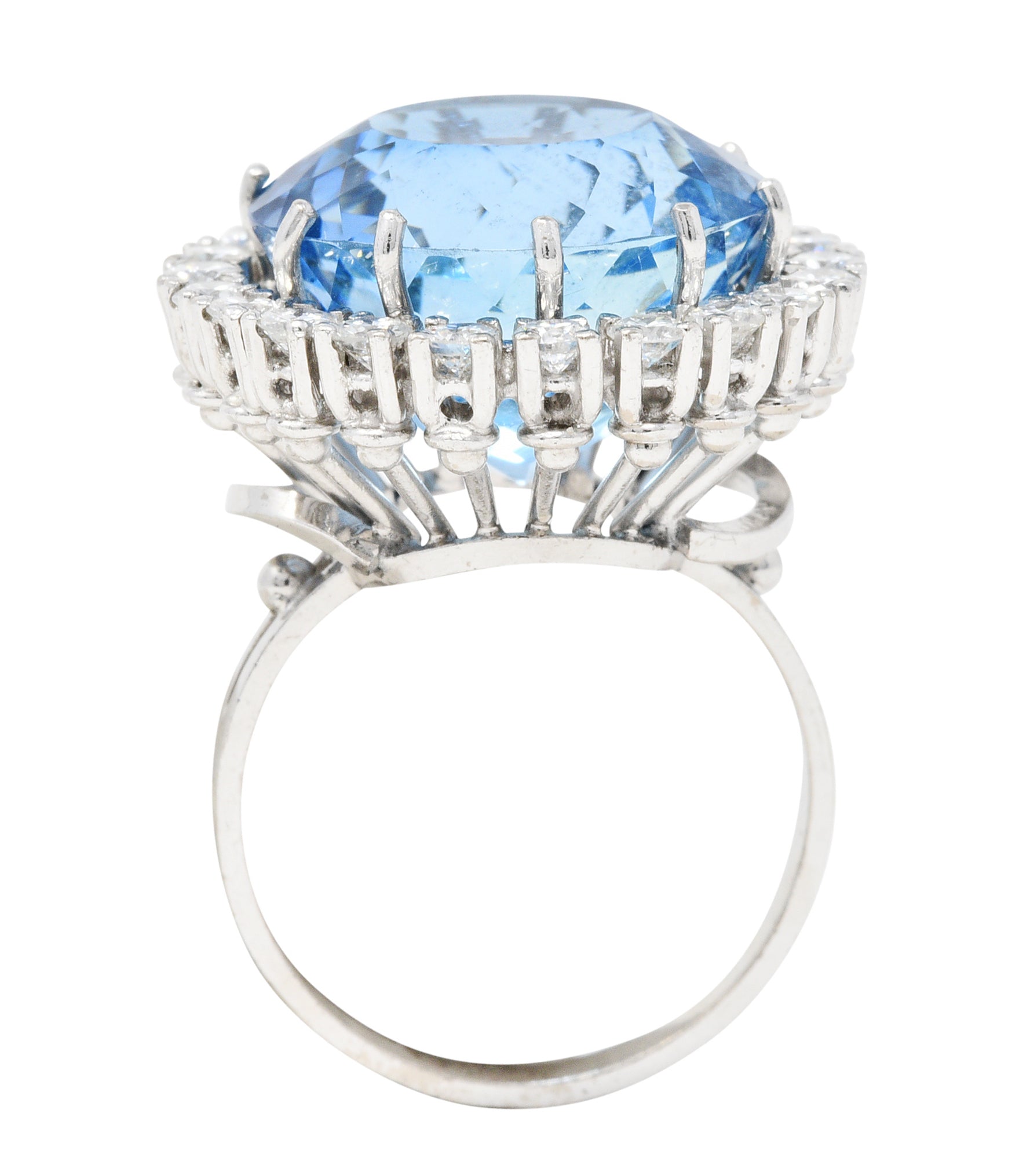 Vintage 16.32 CTW Aquamarine Diamond 18 Karat White Gold Cluster RingRing - Wilson's Estate Jewelry