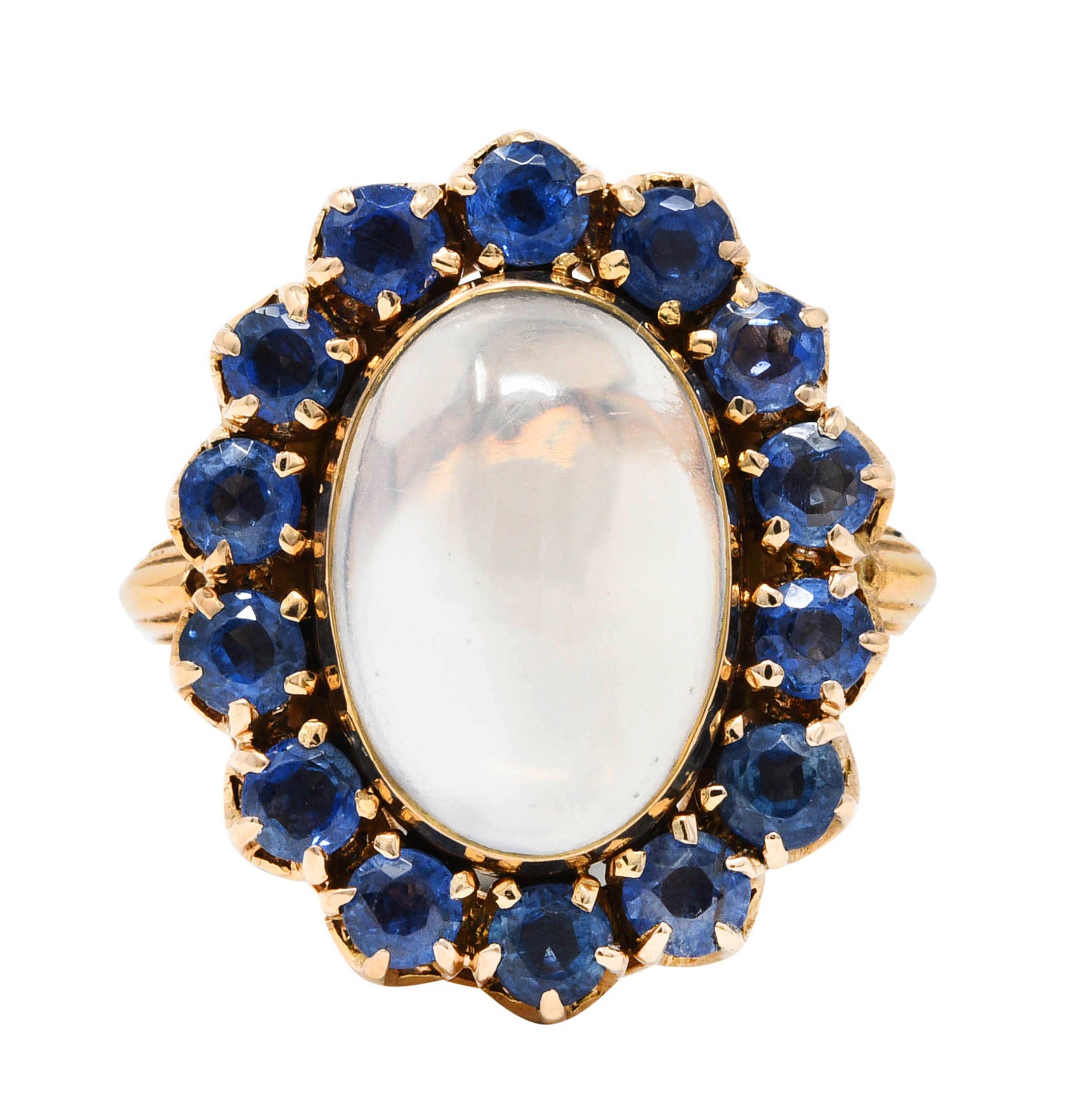 Retro Moonstone Sapphire 14 Karat Gold Cluster RingRing - Wilson's Estate Jewelry