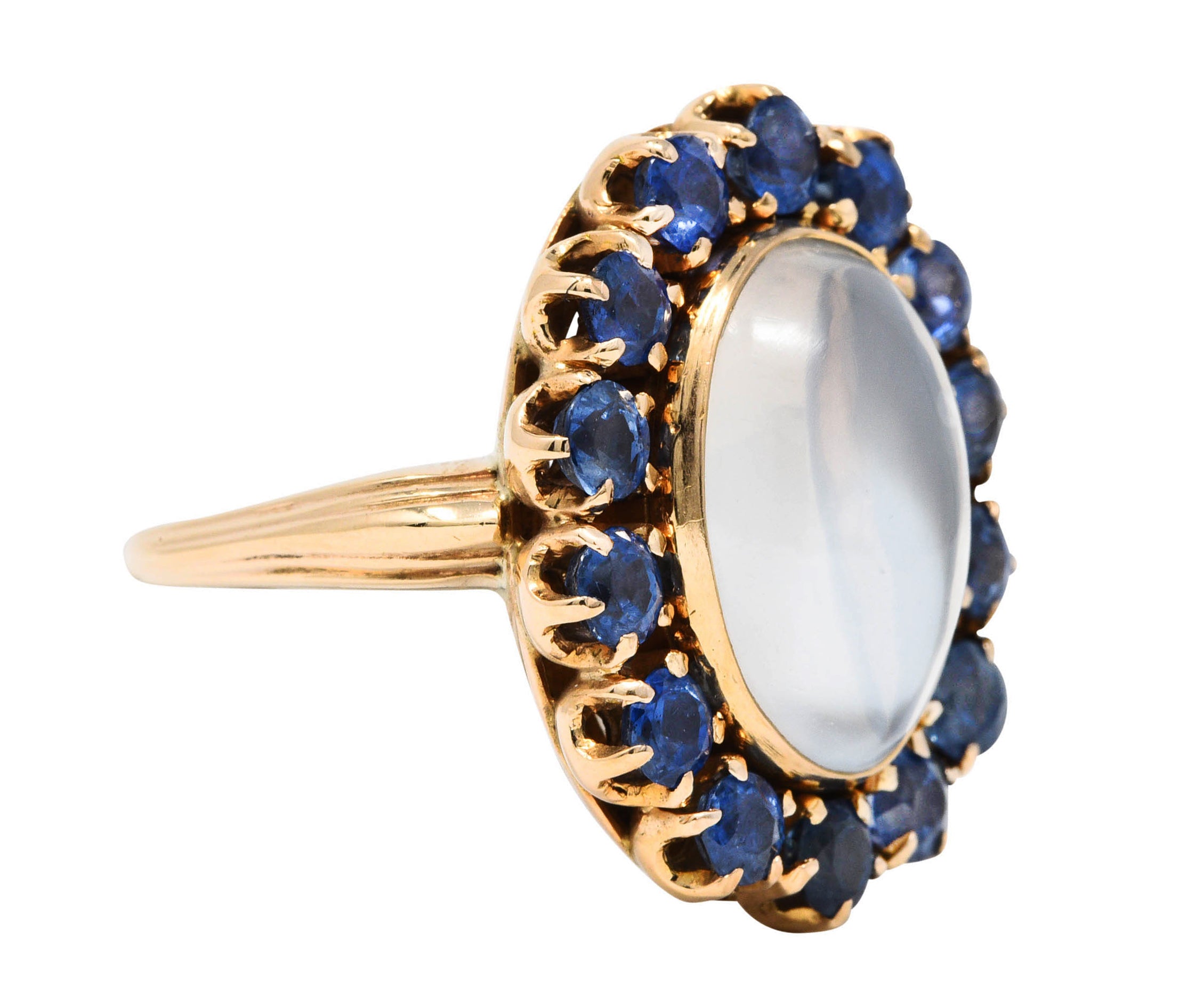 Retro Moonstone Sapphire 14 Karat Gold Cluster RingRing - Wilson's Estate Jewelry