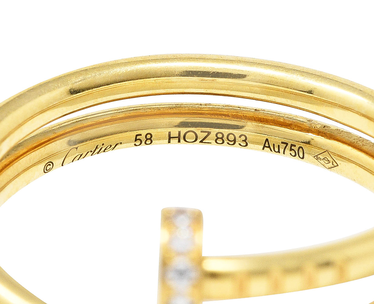 Cartier Diamond 18 Karat Yellow Gold Juste Un Clou Nail Vintage Ring Wilson's Estate Jewelry