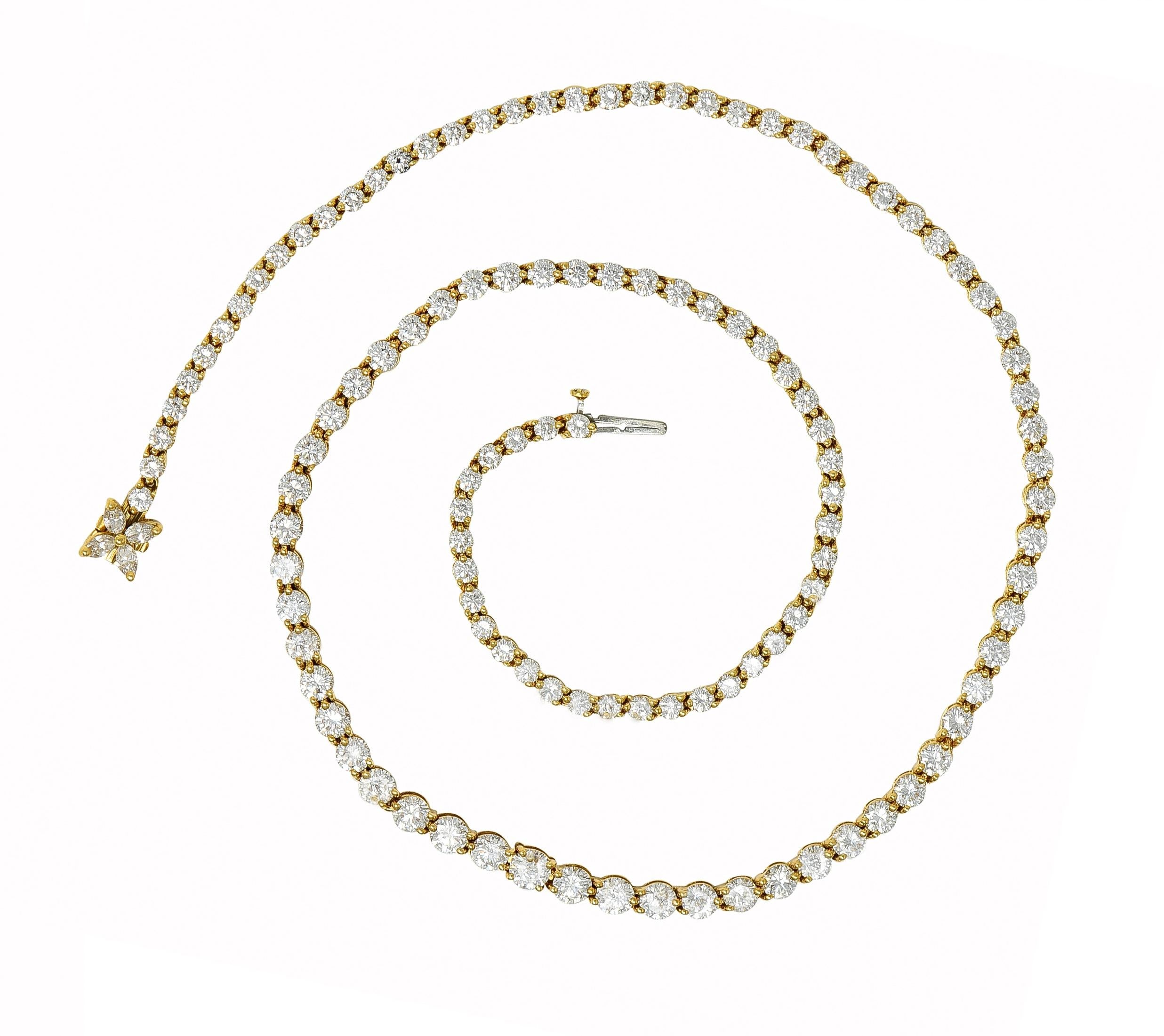 Tiffany & Co. 10.18 CTW Diamond 18 Karat Yellow Gold Victoria Riviera Necklace