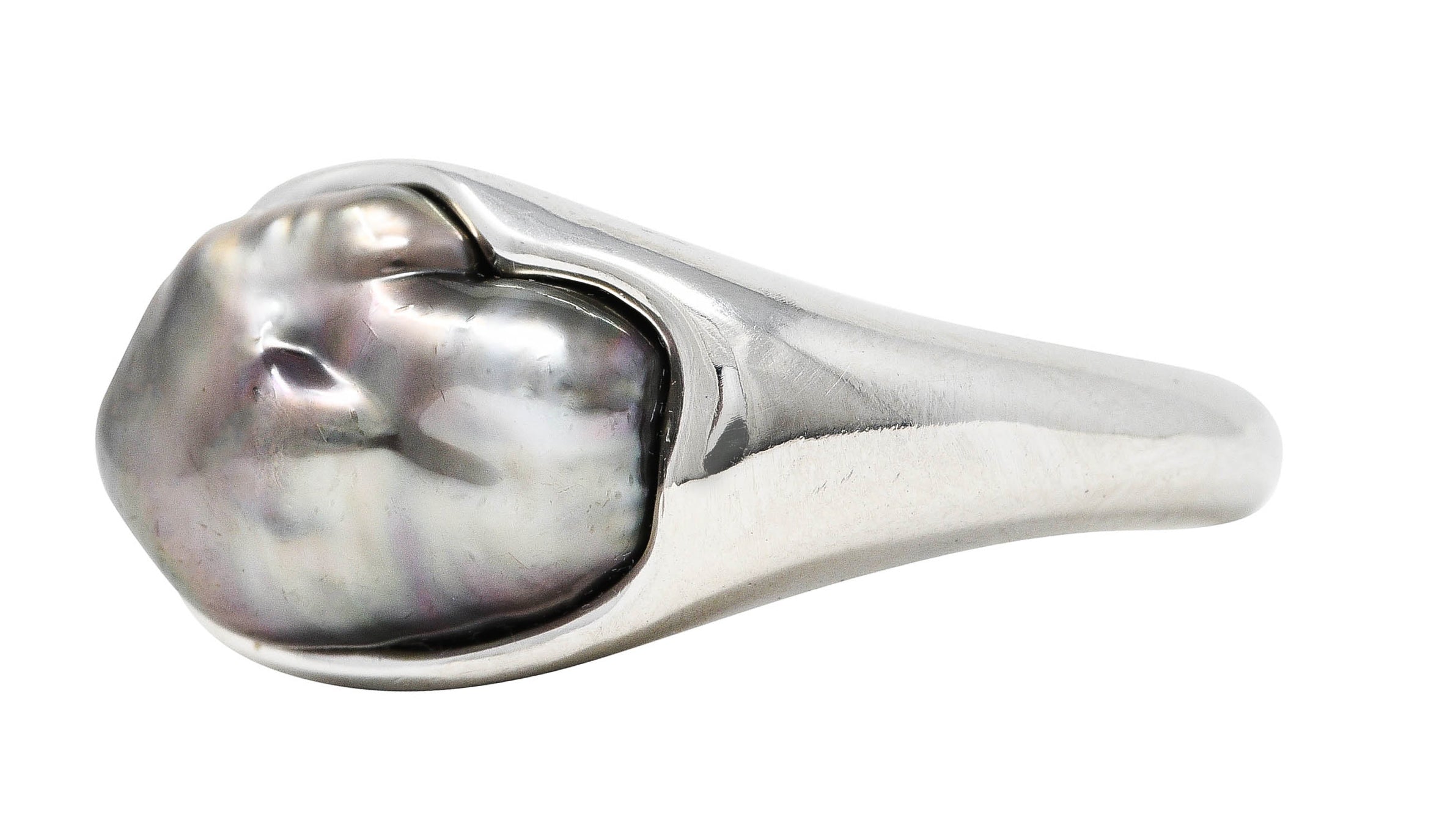 .11111 Elsa Peretti Tiffany & Co. Baroque Tahitian Pearl Platinum RingRing - Wilson's Estate Jewelry