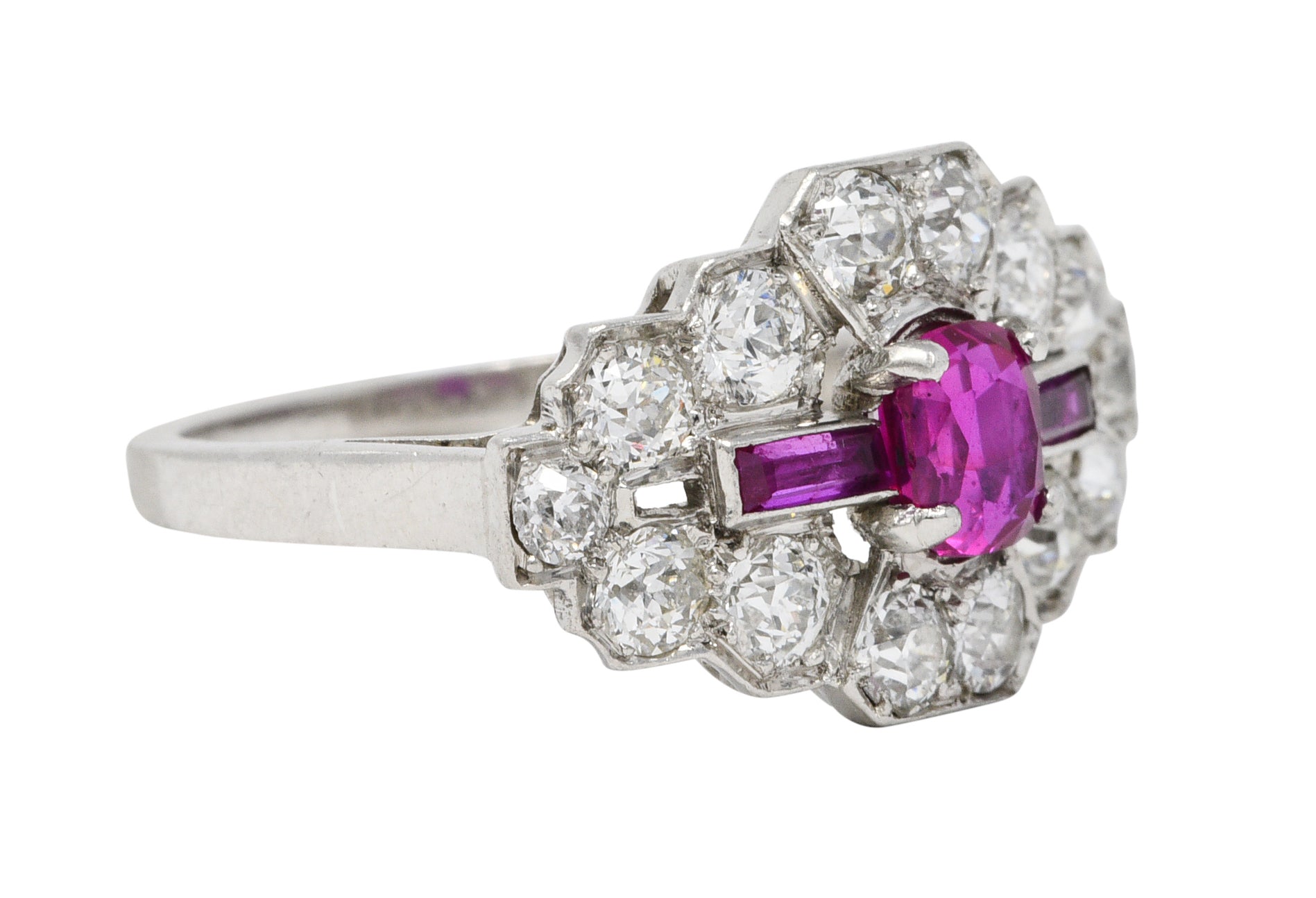 Frank Walter Lawrence Art Deco 1.97 CTW Diamond Ruby Platinum Dinner RingRing - Wilson's Estate Jewelry