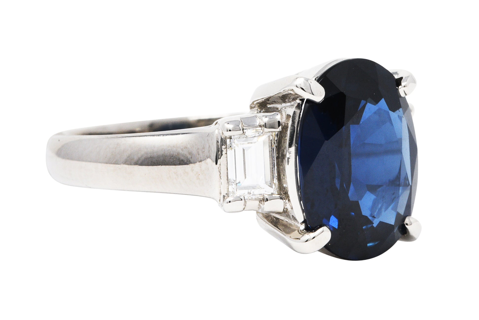 Contemporary 5.12 CTW Sapphire Diamond Platinum Gemstone RingRing - Wilson's Estate Jewelry