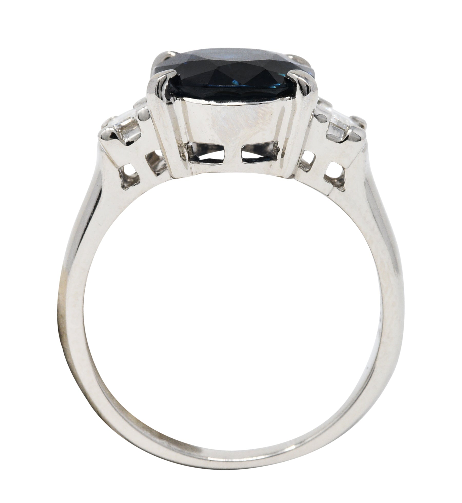 Contemporary 5.12 CTW Sapphire Diamond Platinum Gemstone RingRing - Wilson's Estate Jewelry