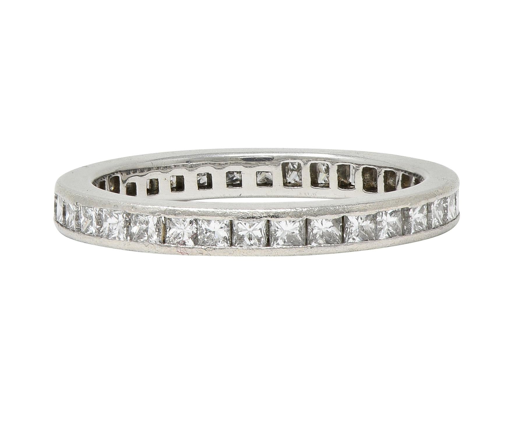 Tiffany & Co. 0.78 CTW Princess Cut Diamond Platinum Eternity Channel Band Ring