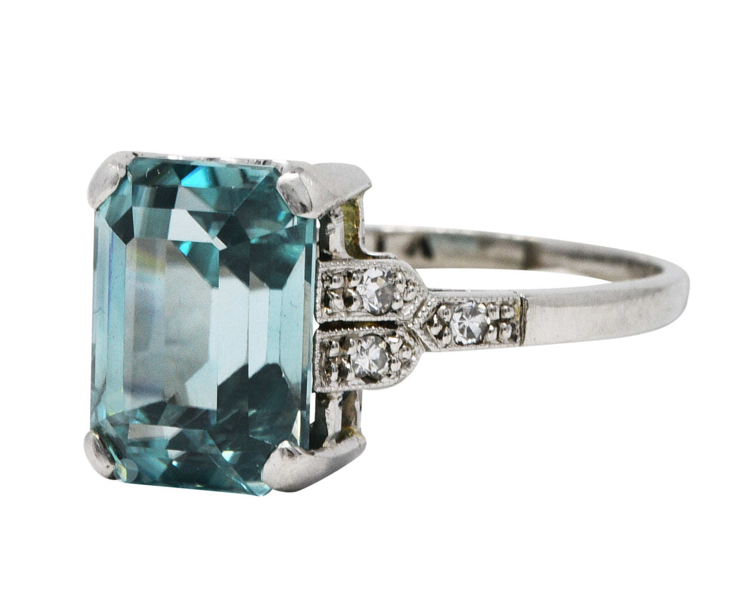 1930's Art Deco Zircon Diamond Platinum Gemstone RingRing - Wilson's Estate Jewelry