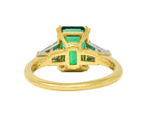 Tiffany & Co. 3.15 CTW Emerald Diamond Platinum 18 Karat Gold Vintage Ring AGL