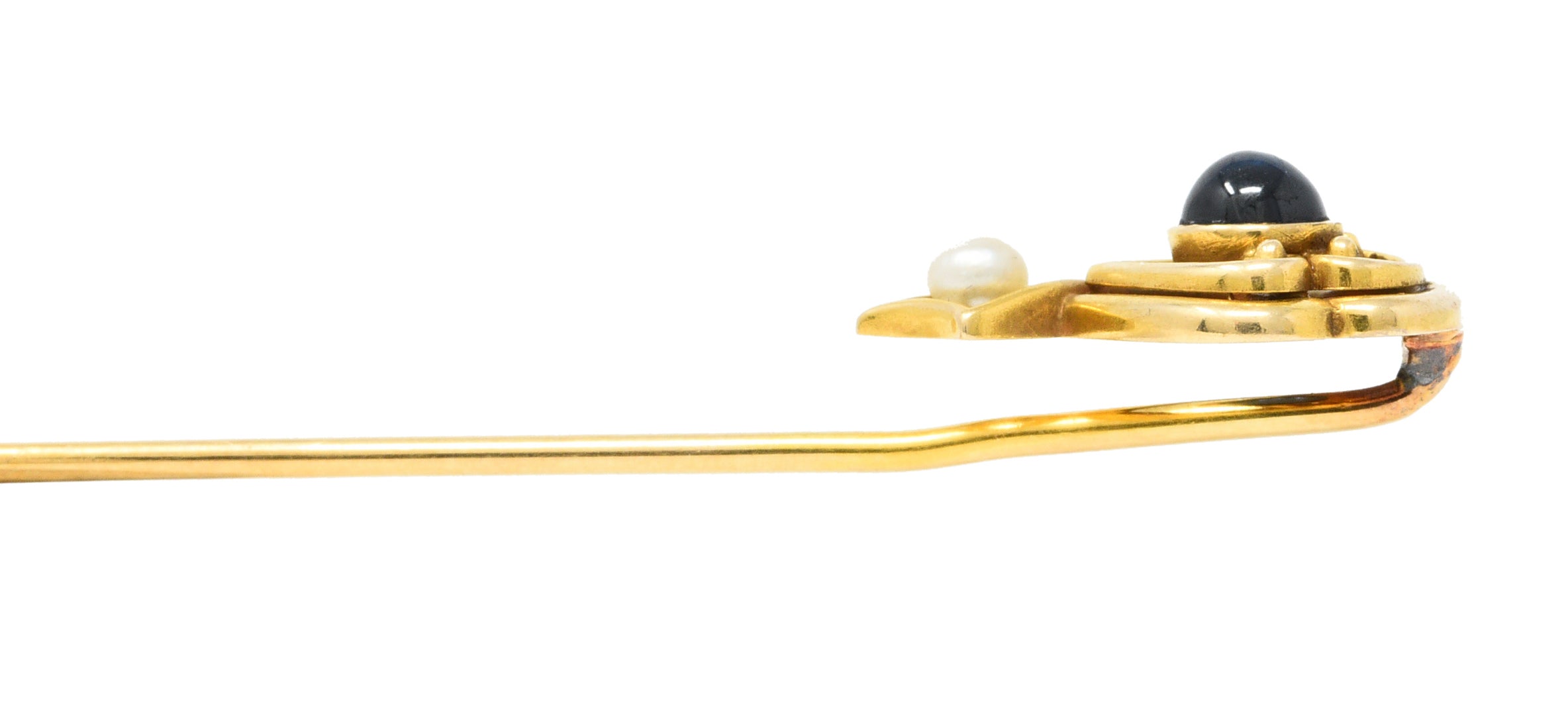 Whiteside & Blank Pearl Sapphire 14 Karat Gold StickpinStick Pin - Wilson's Estate Jewelry